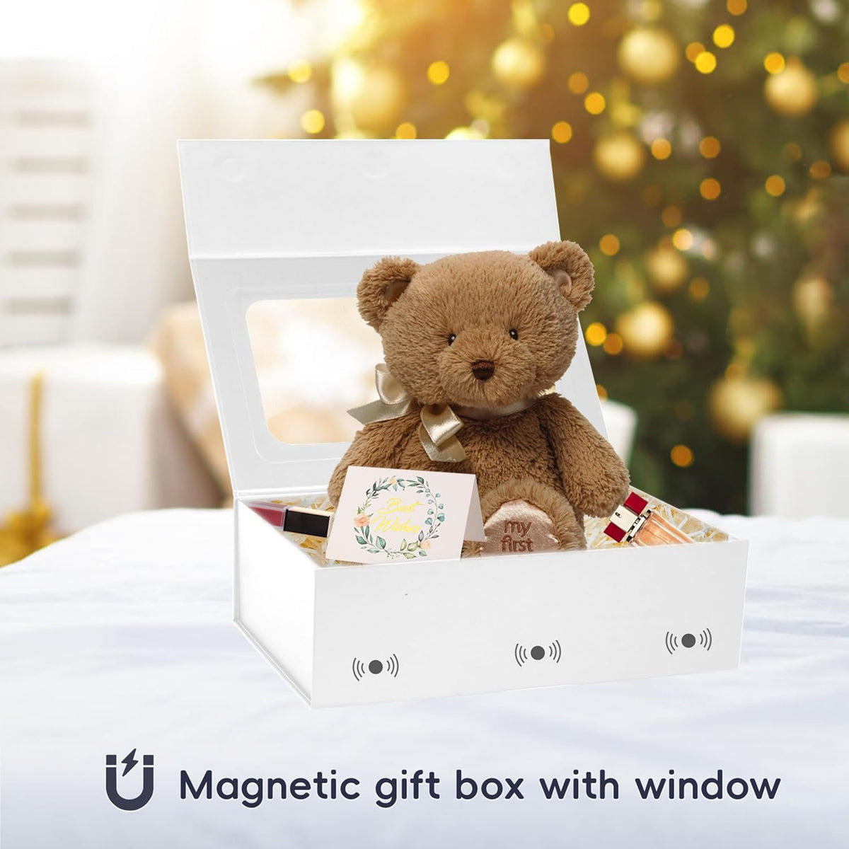 White Large Gift Box with Window, 13.5"x9"x4.3" Bridesmaid Box for Gifts Giving,Birthday Gift Boxe