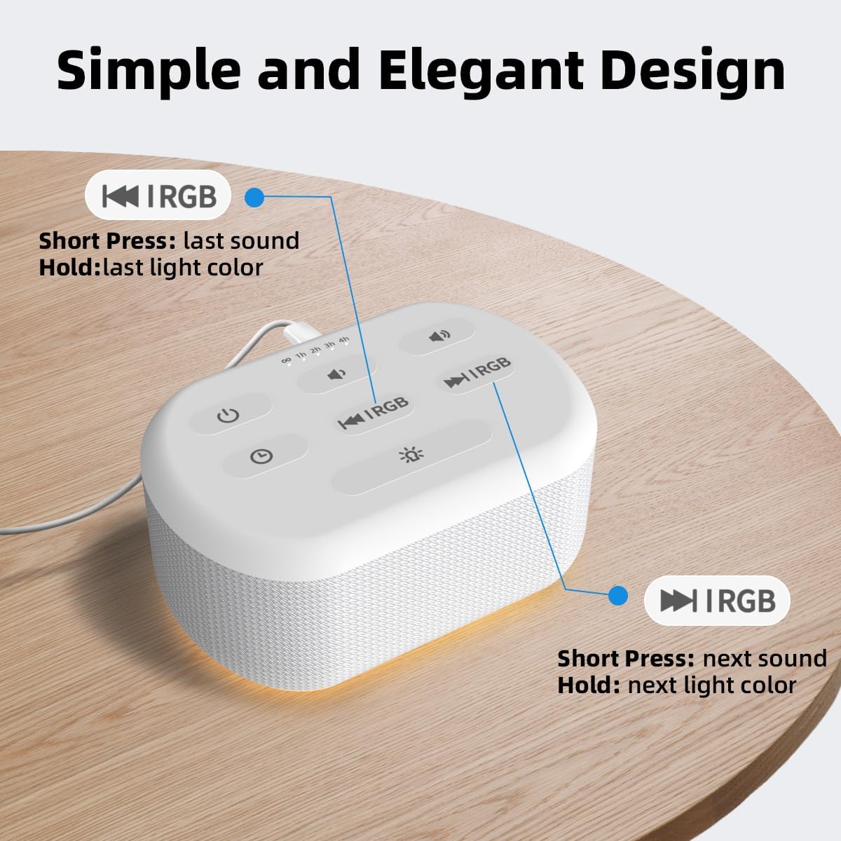 White Noise Machine Sound Machine 30 Soothing Sounds Brown Noise Machine with 12 Night Light Colors
