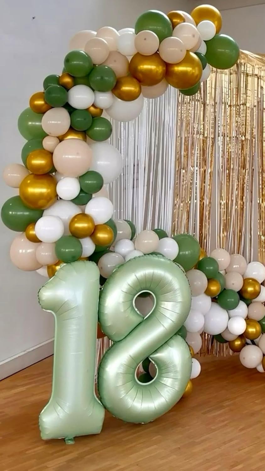 40 Inch Sage Green Mylar Foil Number 6 Birthday Balloon, Digital Balloons for 6 16 Boy Girl Party