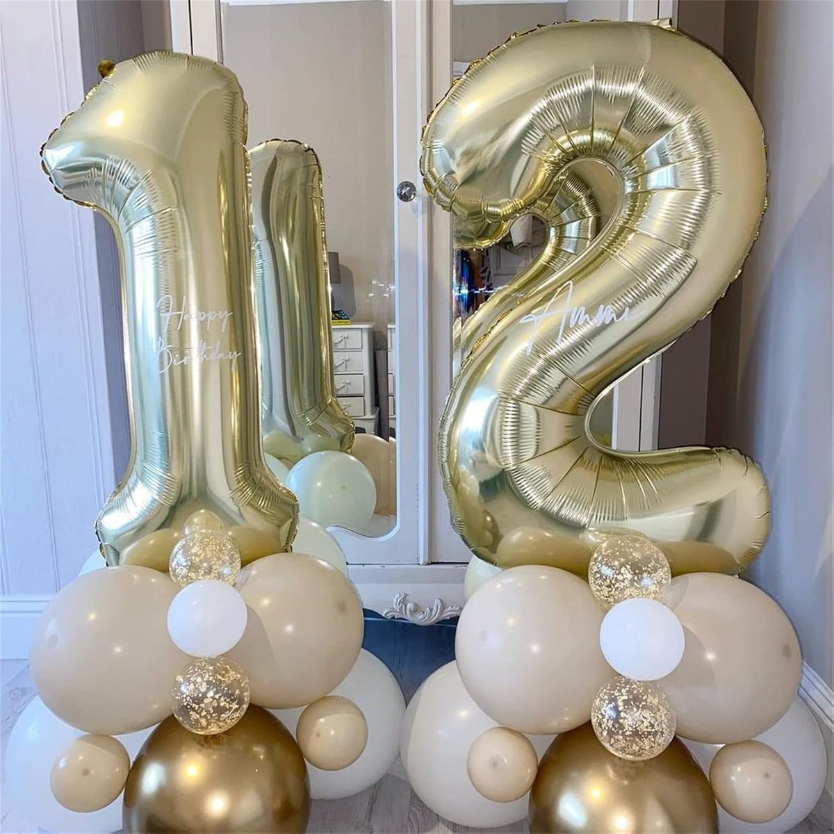 40" Balloon Number 0 Champagne Gold, Large Foil Number Balloons Set 0-9 for Girls Women, Light Gold