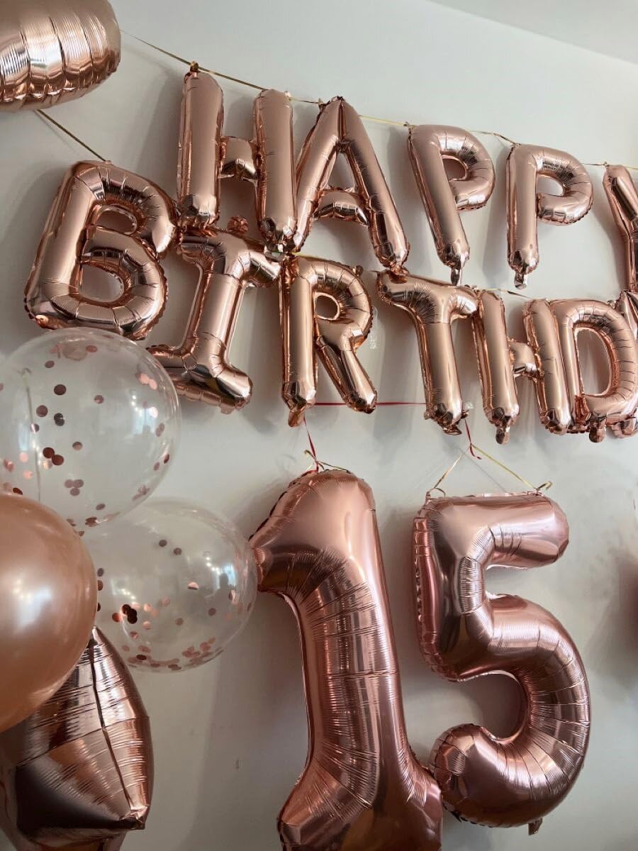 Rose Gold 40 Inch Large Number 5 Birthday Balloon, 2025 Five 5th 15 25 35 50 55 Birthday