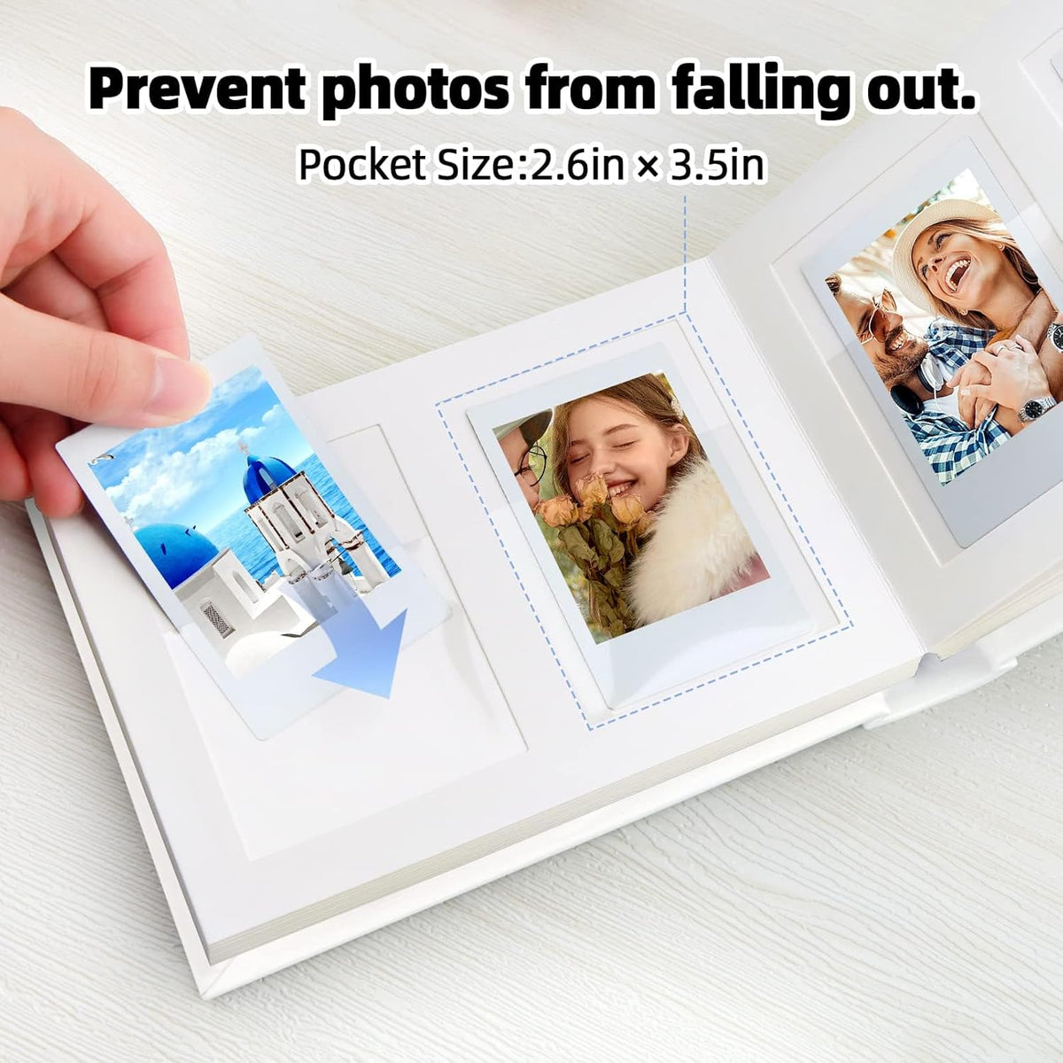 64 Pocket Mini Photo Album with Writing Space,Faux Leather Cover, Compatible with 2x3 Inch Polaroid