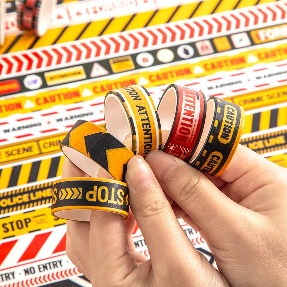30 Rolls Warning line Theme Washi Tape Set, Writable Decorative Tapes for Scrapbooking, Bible