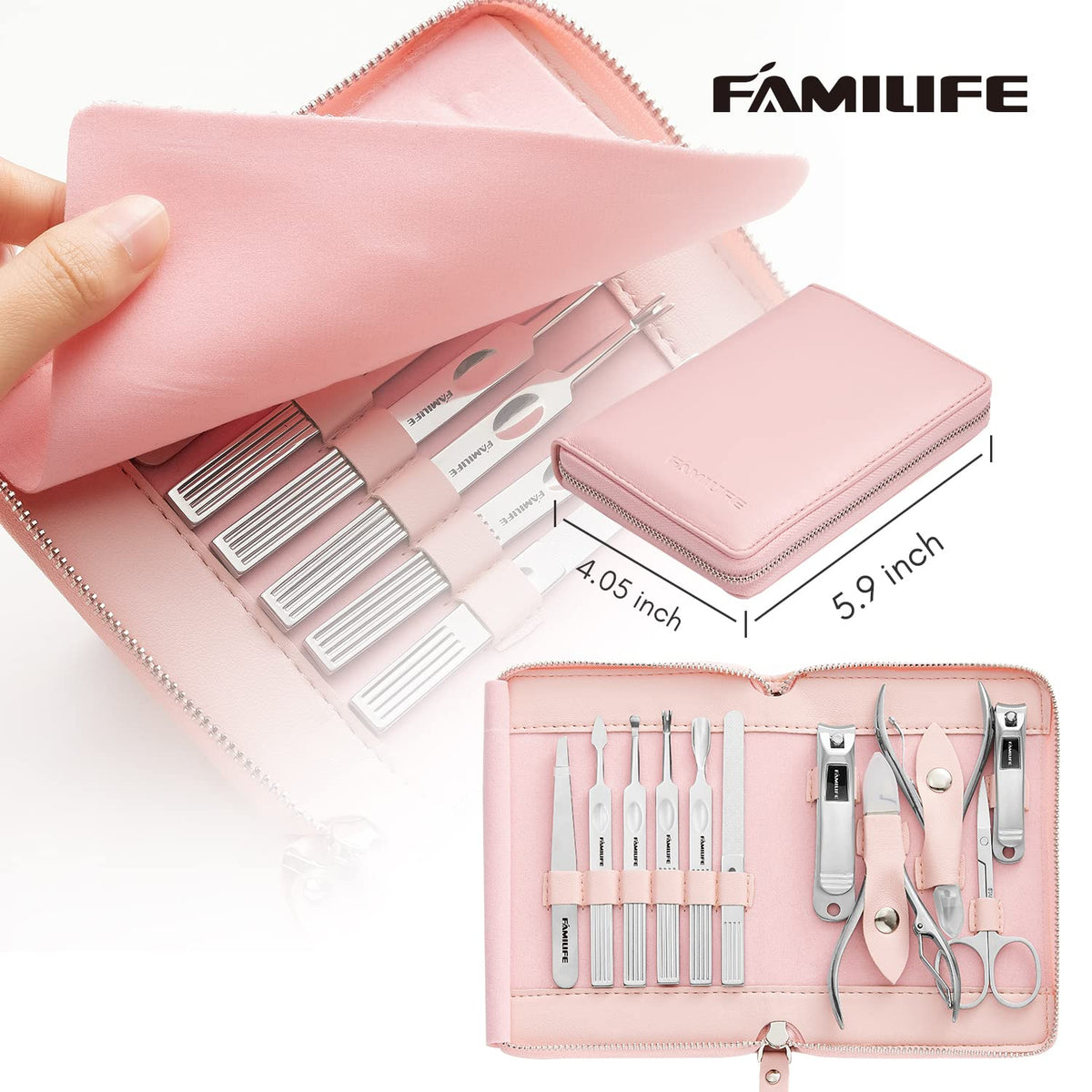 FAMILIFE Manicure Set Professional Manicure Kit Nail Kit - 11PCS Gifts for Her Nail Clippers for