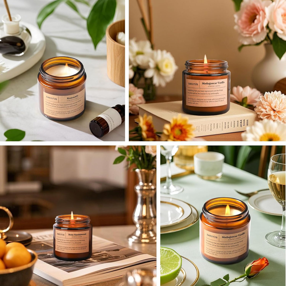 12 Pack Candles for Home Scented,Scented Candles Gift Set for Women &Men,Natural SoyCandles(Amber