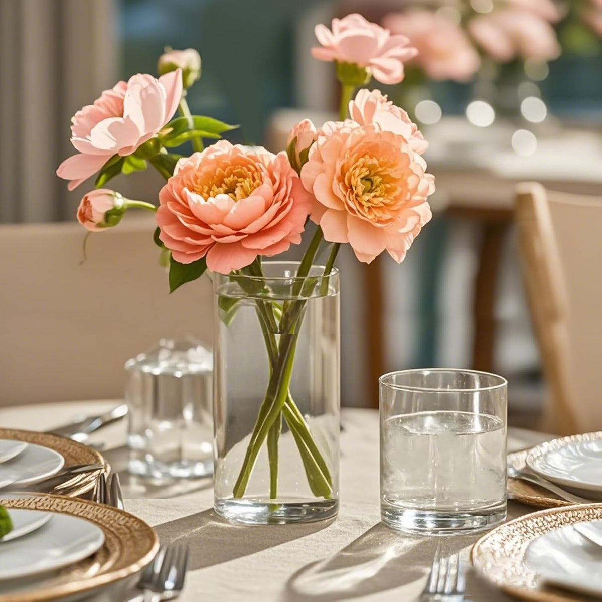 12pcs Glass Cylinder Vases for Centerpieces, 6 Inch Clear Flower Vases for Wedding Decorations and