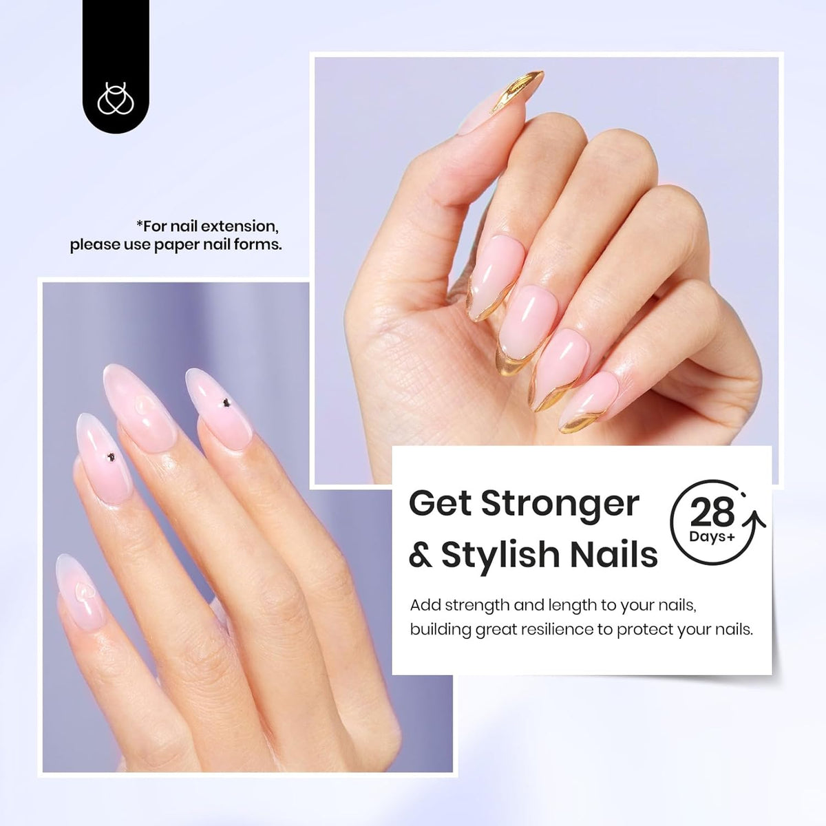 Beetles 3Pcs 15ml Builder Nails Gel with No Wipe Top Coat and Base Coat Set, Nail Extension