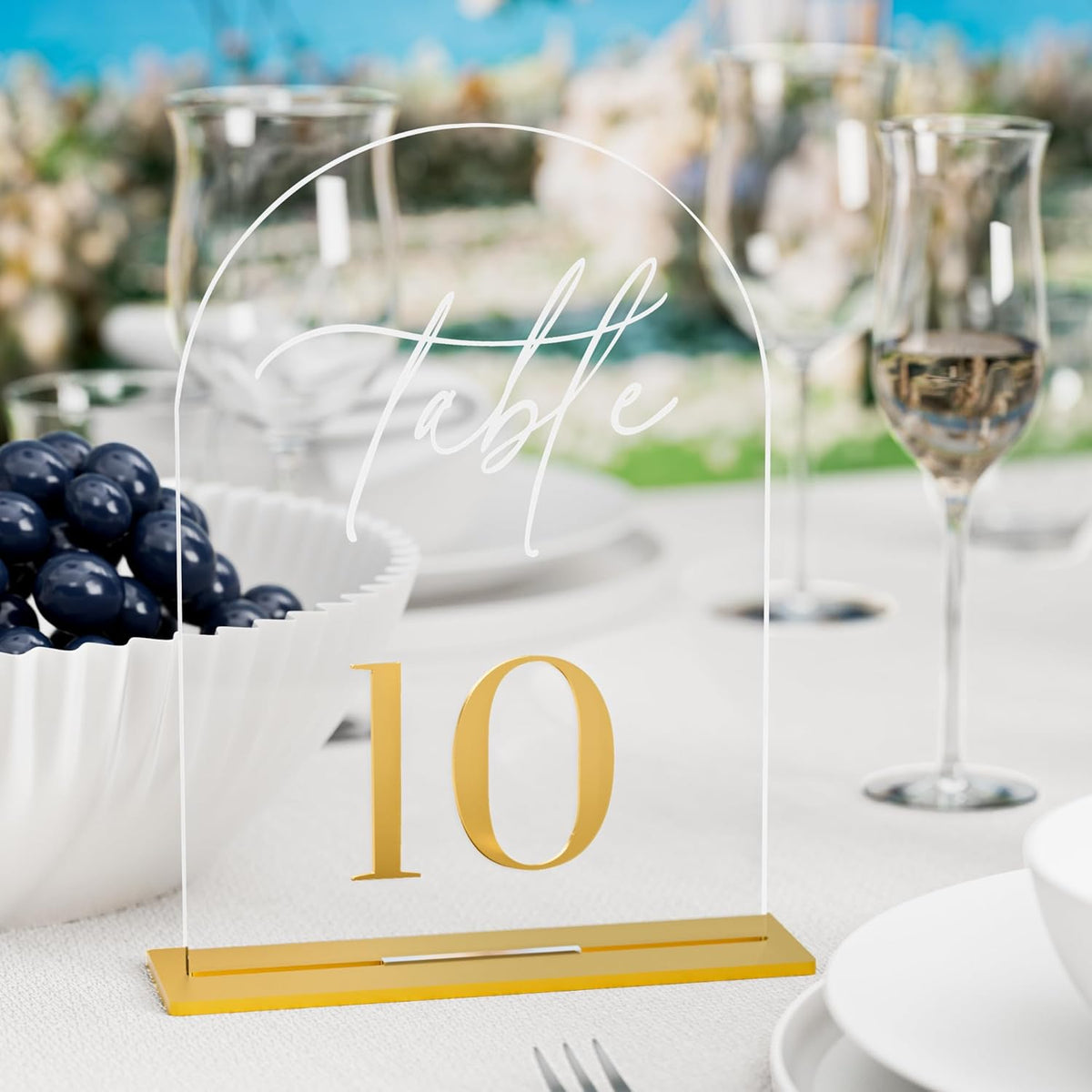 Arch Wedding Table Numbers 1-20 w/Stand, Gold 3D Table Numbers for Reception - 5.5" X 7" Elegant