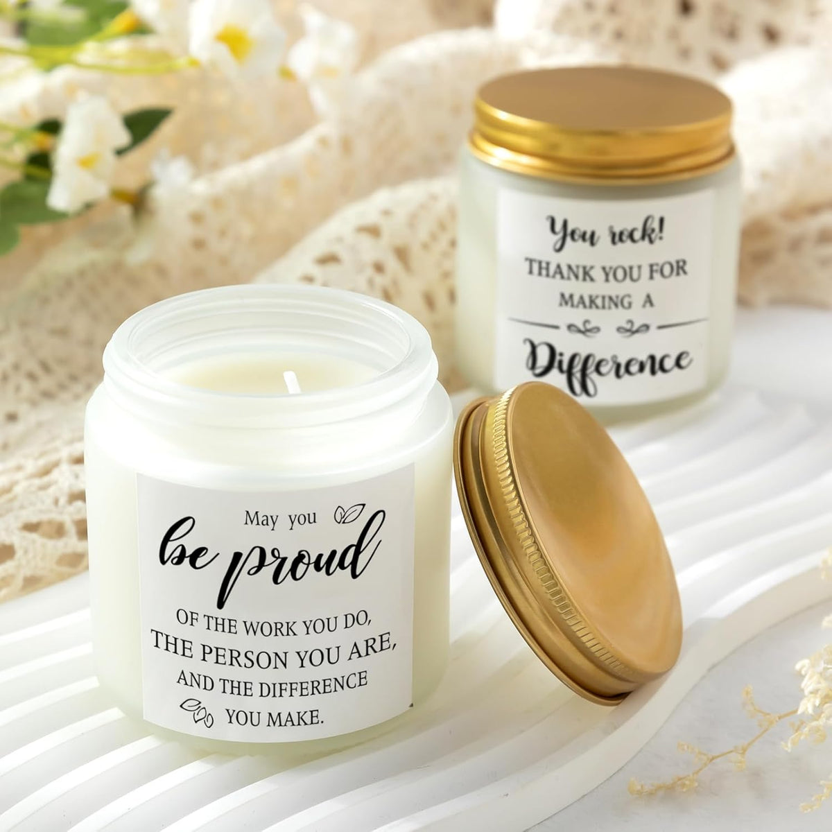 MTLEE 20 Pcs Thank You Gifts Candles 3.5 oz Employee Appreciation Inspirational Scented Soy Wax