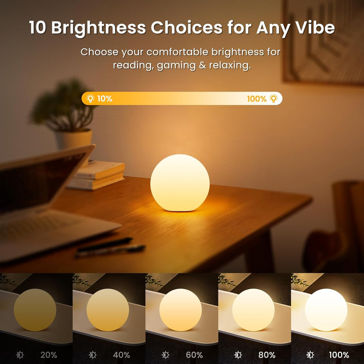 LOFTEK LED Ball Light, Multi-Color Rechargeable Night Lights, 3-inch RGB Ball Mood Lighting