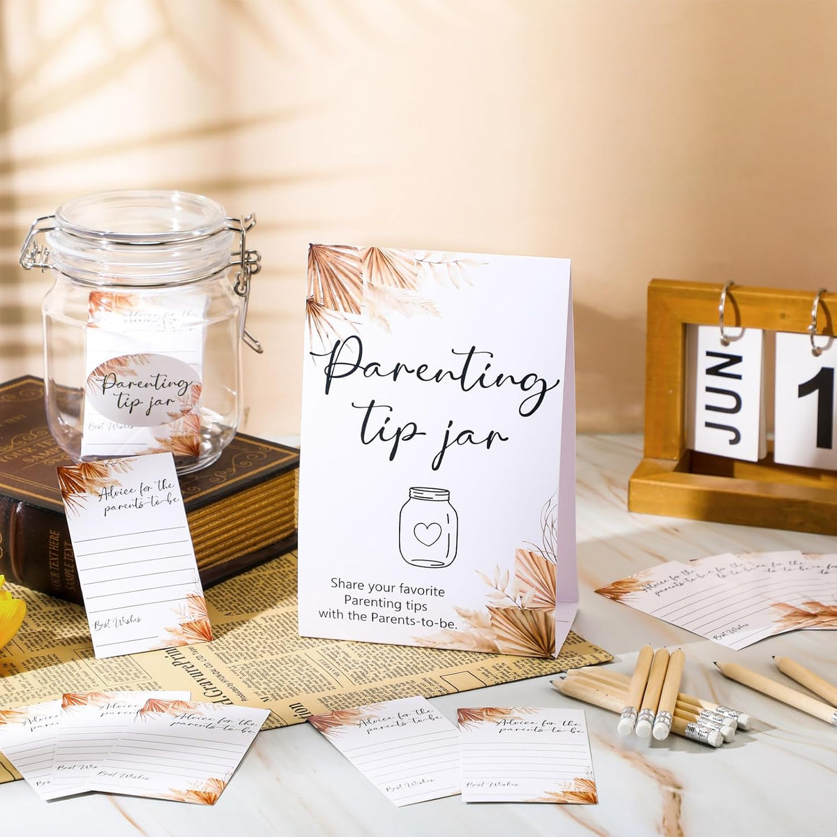 Roowest Baby Shower to Baby Advice Cards for New Parents to Be - Tip Jar Sign for New Parents 60