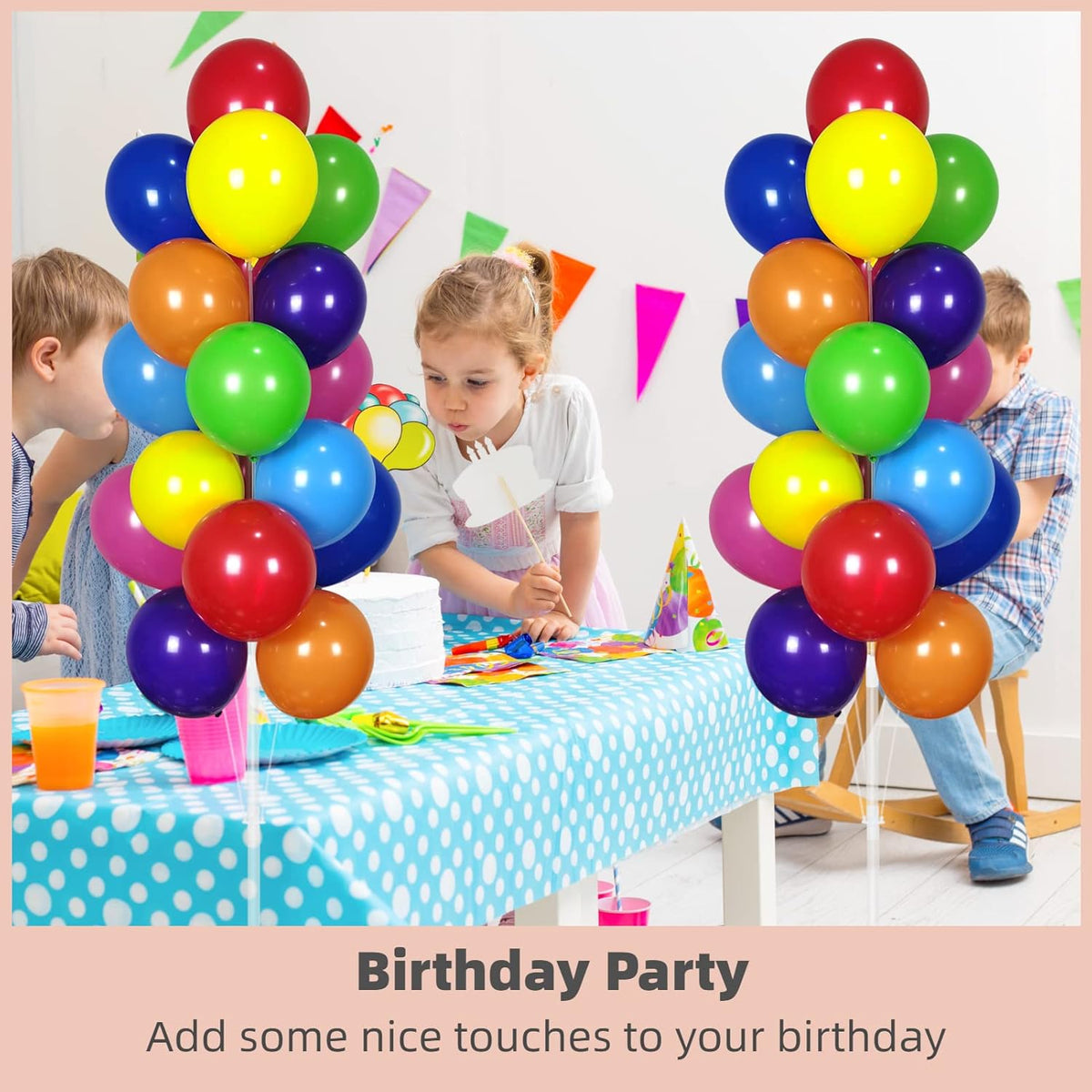 Balloon Column Kit Set of 2 With Balloons Assorted Color - Balloon Stand with Base&Pole,Balloon