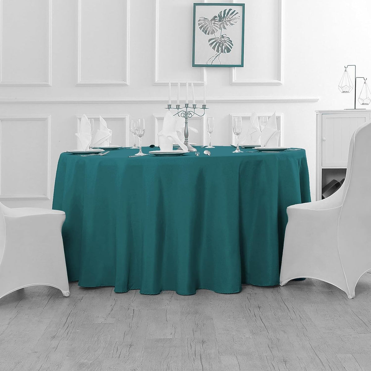 60 inch Round Tablecloth Washable Polyester Table Cloth Decorative Table Cover for Wedding Party