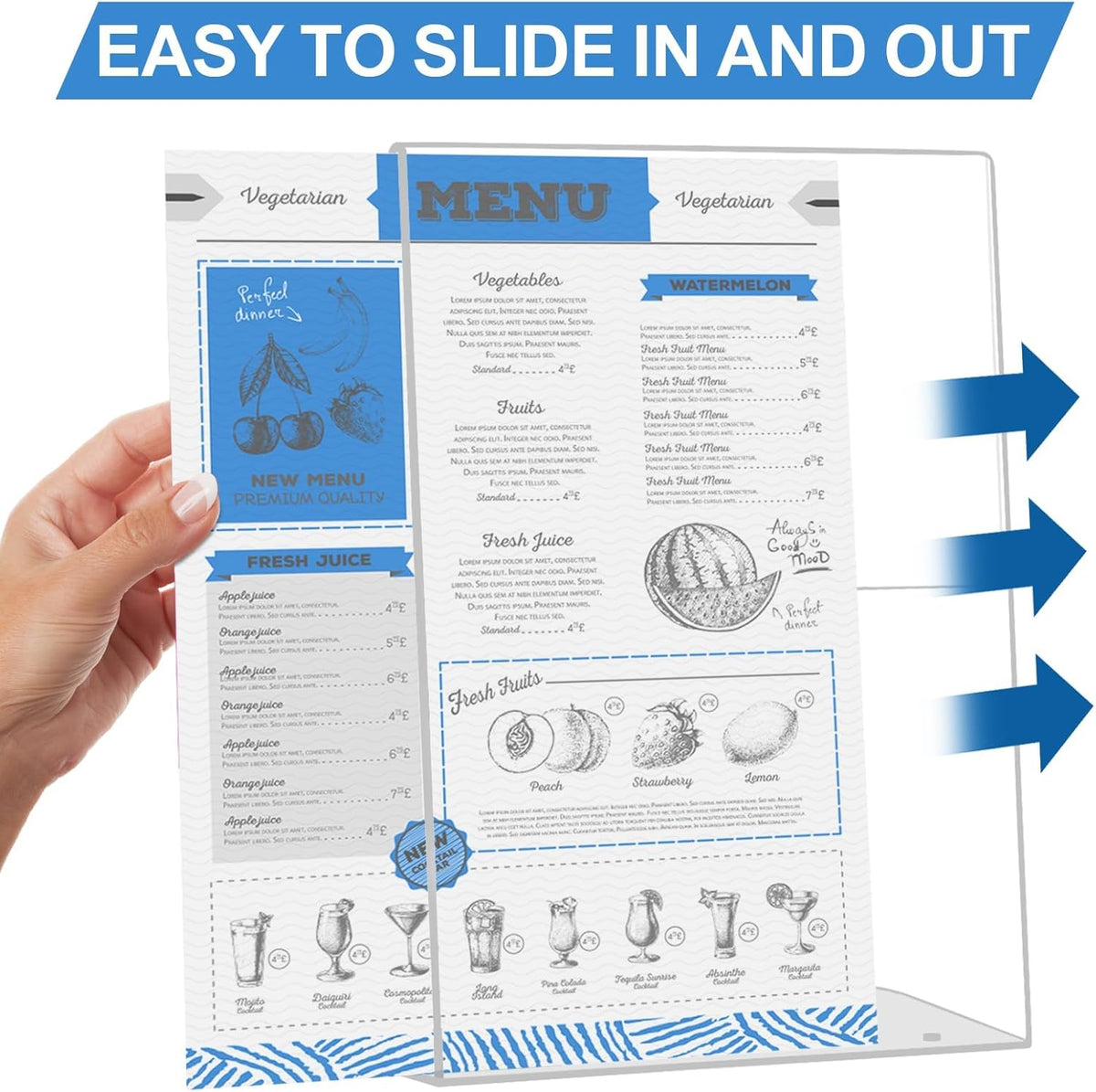 EHWINE 12 Pack Acrylic Sign Holder 8.5 x 11, L Shape Clear Plastic Display Stand, Slanted Back