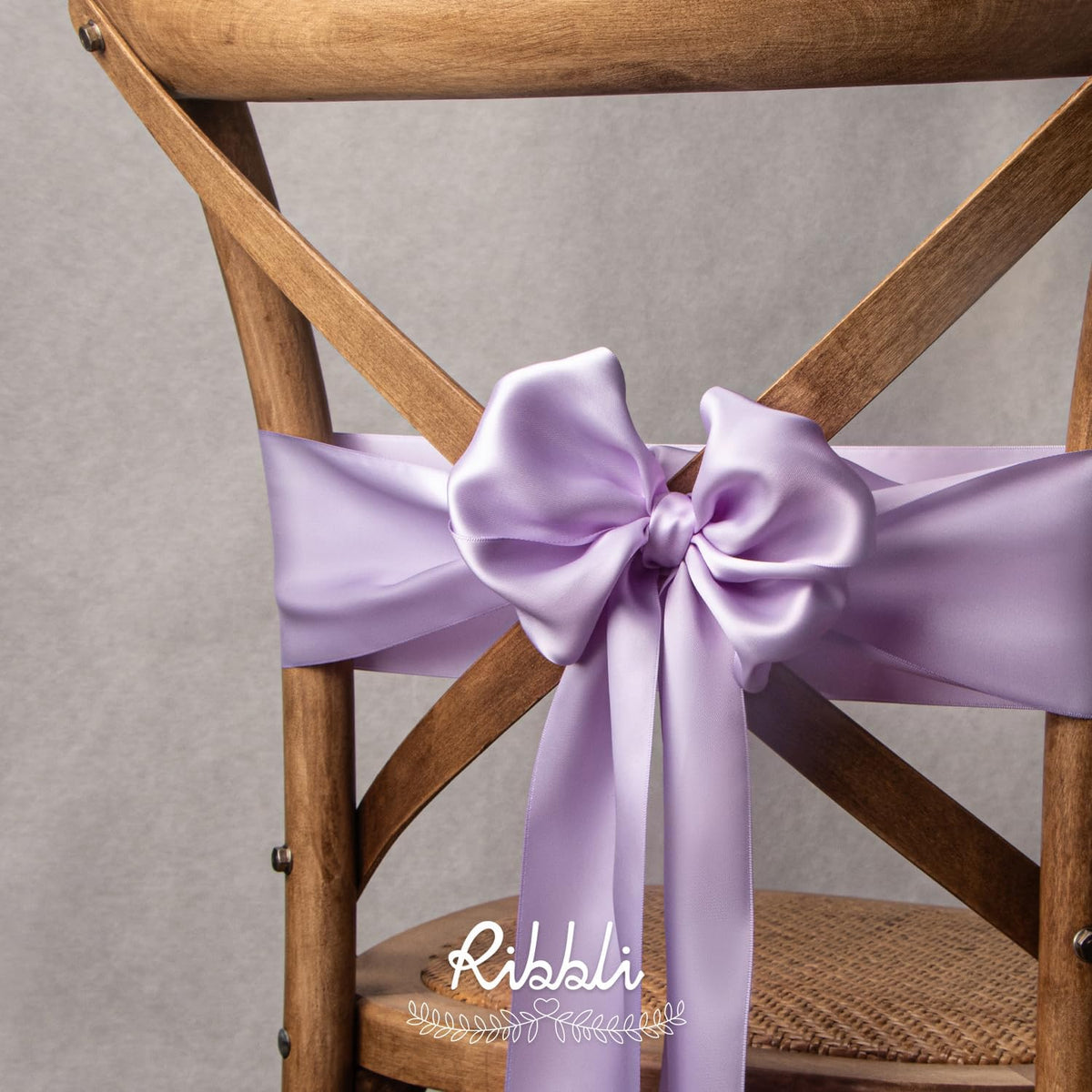 Ribbli Lavender Satin Ribbon 4 Inch Wide Light Orchid Purple Ribbon for Wedding Chair Sash Grand