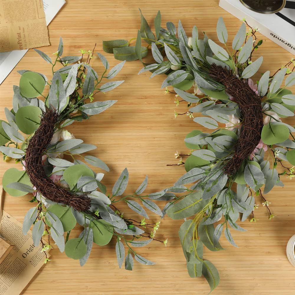 H&W 2pcs Artificial Wedding Arch Flowers for Wedding Sign, Floral Swag Dusty Decor for Reception