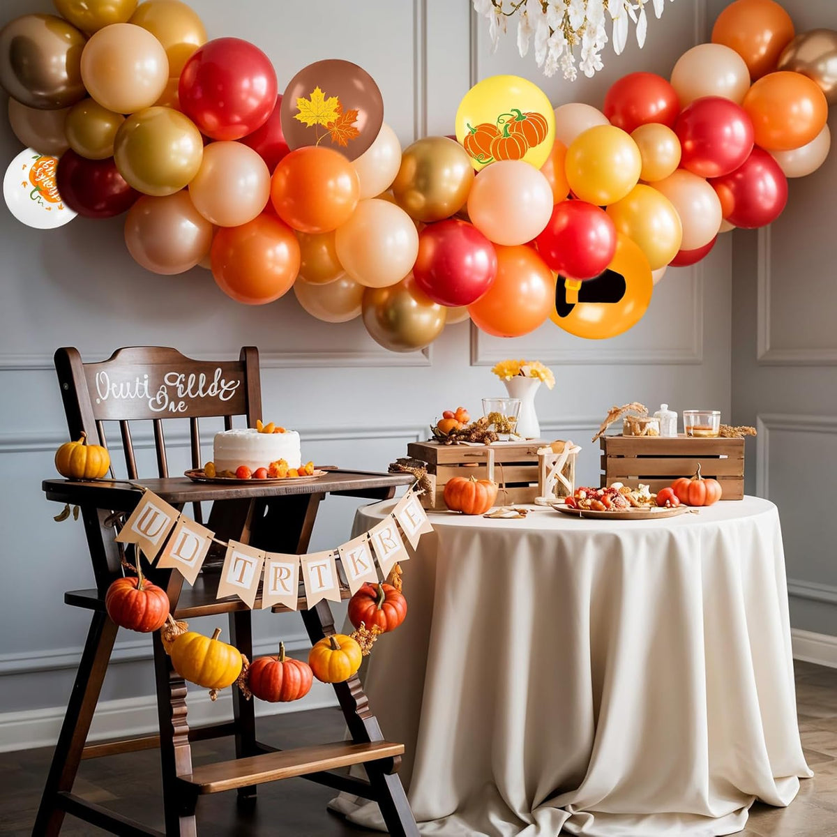Thanksgiving Balloons, 12 Inch Orange Coffee Brown Yellow White Pumpkin Fall Maple Balloons for Boy