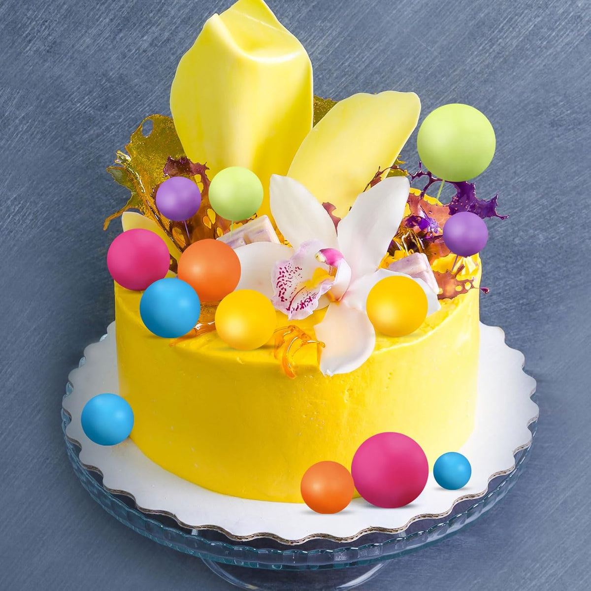 108 Pcs Balls Cake Topper DIY Cupcake Insert Foam Balloons for Cake Baking Wedding Anniversary