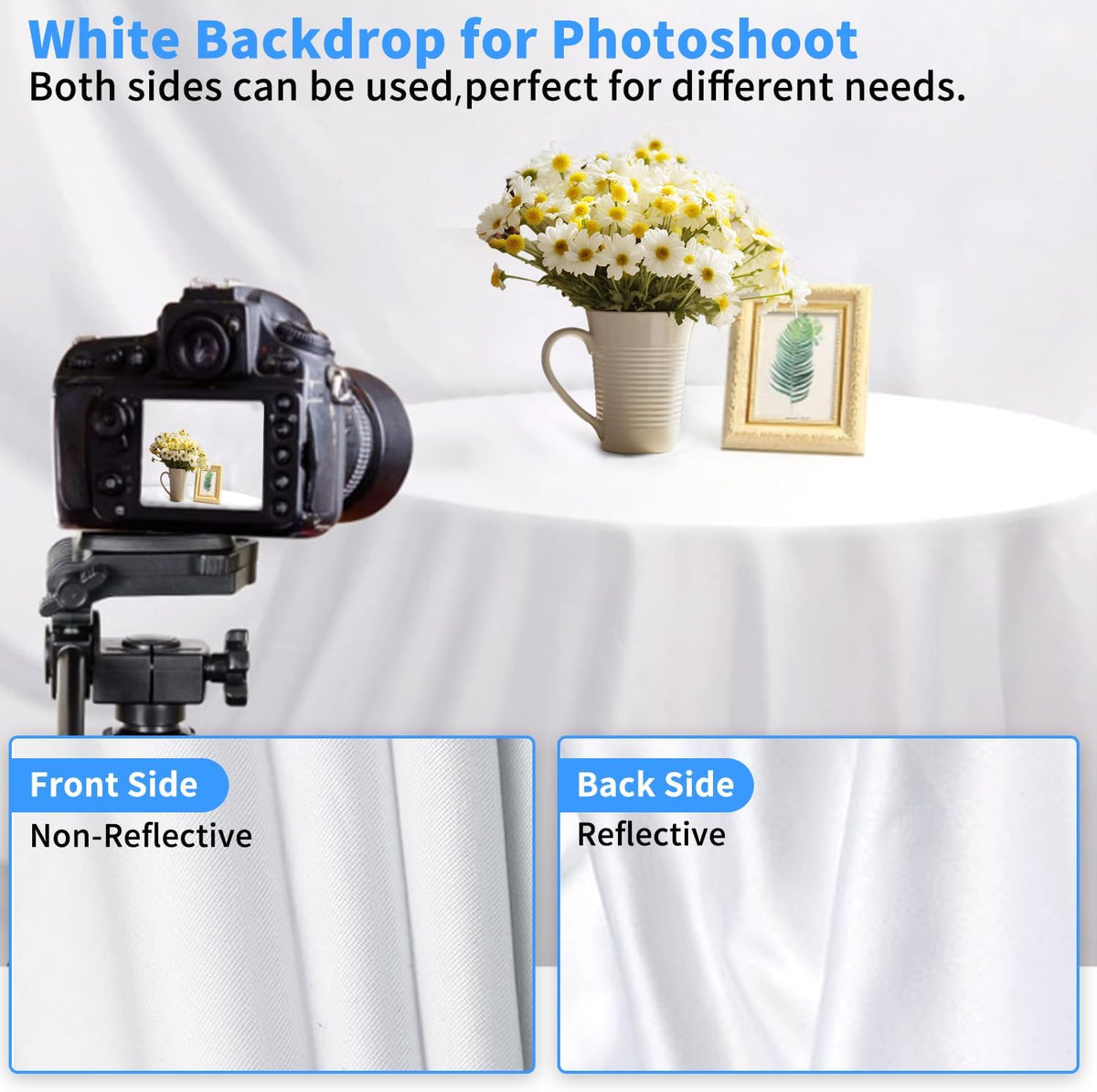HEMMOTOP Photo Backdrop Curtains, 5x6.56 ft White Backdrop for Photoshoot, White Photography