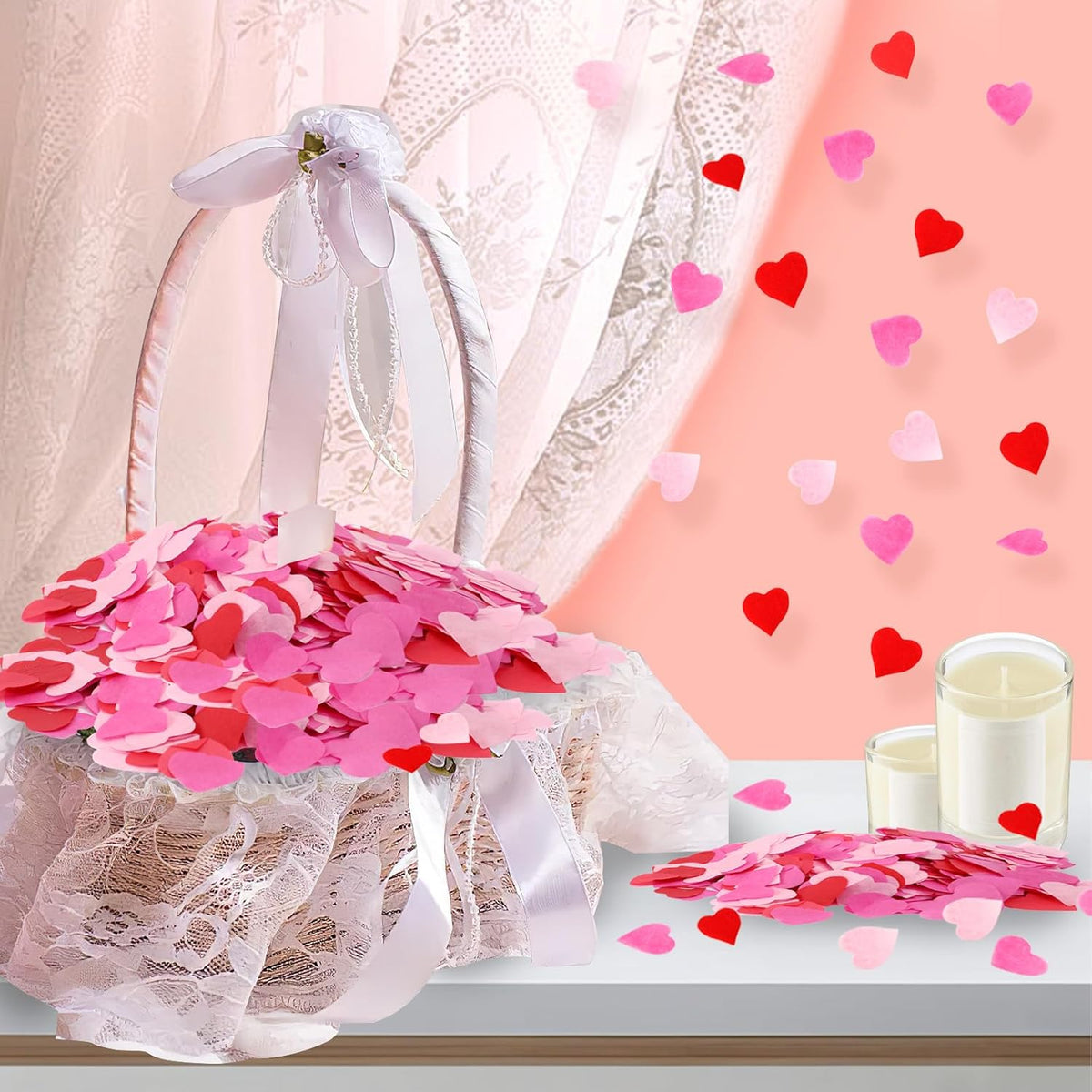 MARFOREVER Valentine's Day Heart Paper Confetti, Red Heart Tissue Decorations Valentine Party