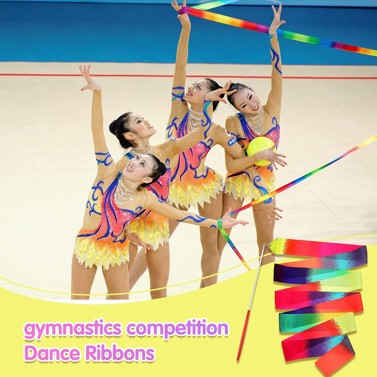 Yilloog 50 Pcs Ribbon Dancing Wands Party Favors, 78.7 Inch Artistic Gymnastics Ribbon Streamers