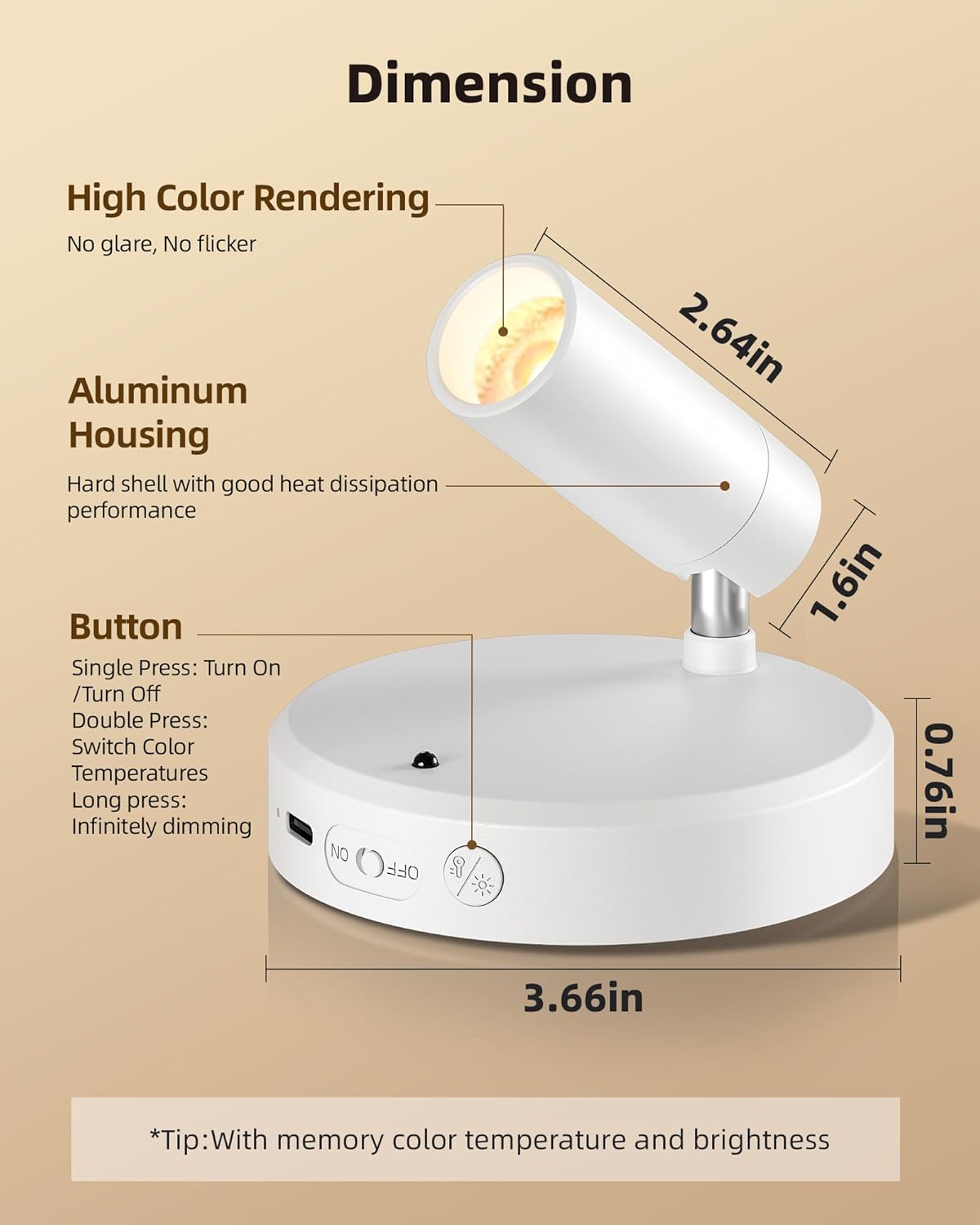EZVALO Spot Lights Indoor,5500mAh Rechargeable Plants Spotlights with Remote,Wireless Mini Art