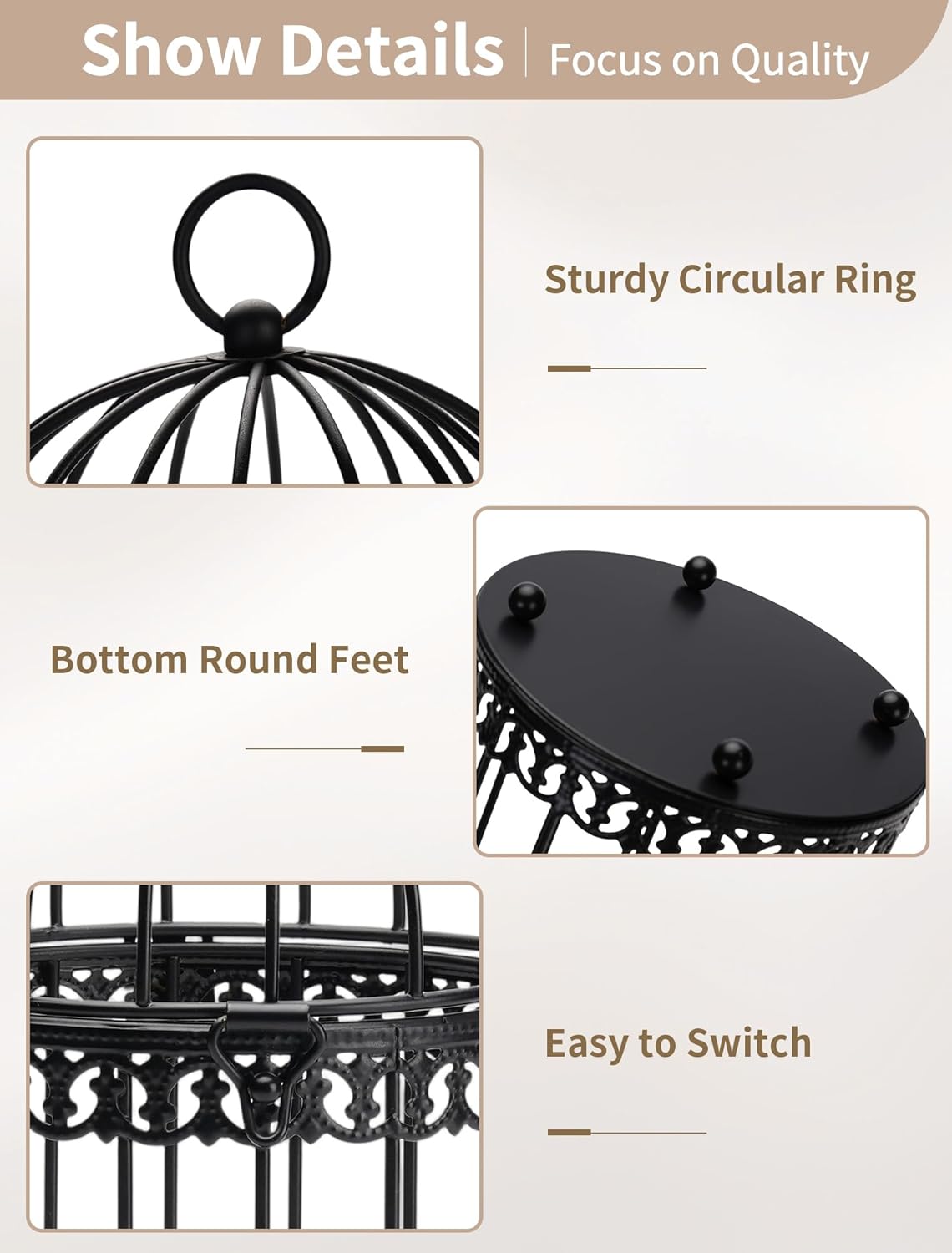 NUPTIO Vintage Bird Cage Lantern: Black Hanging Bird Cage Decor Candle Lanterns for Centerpiece