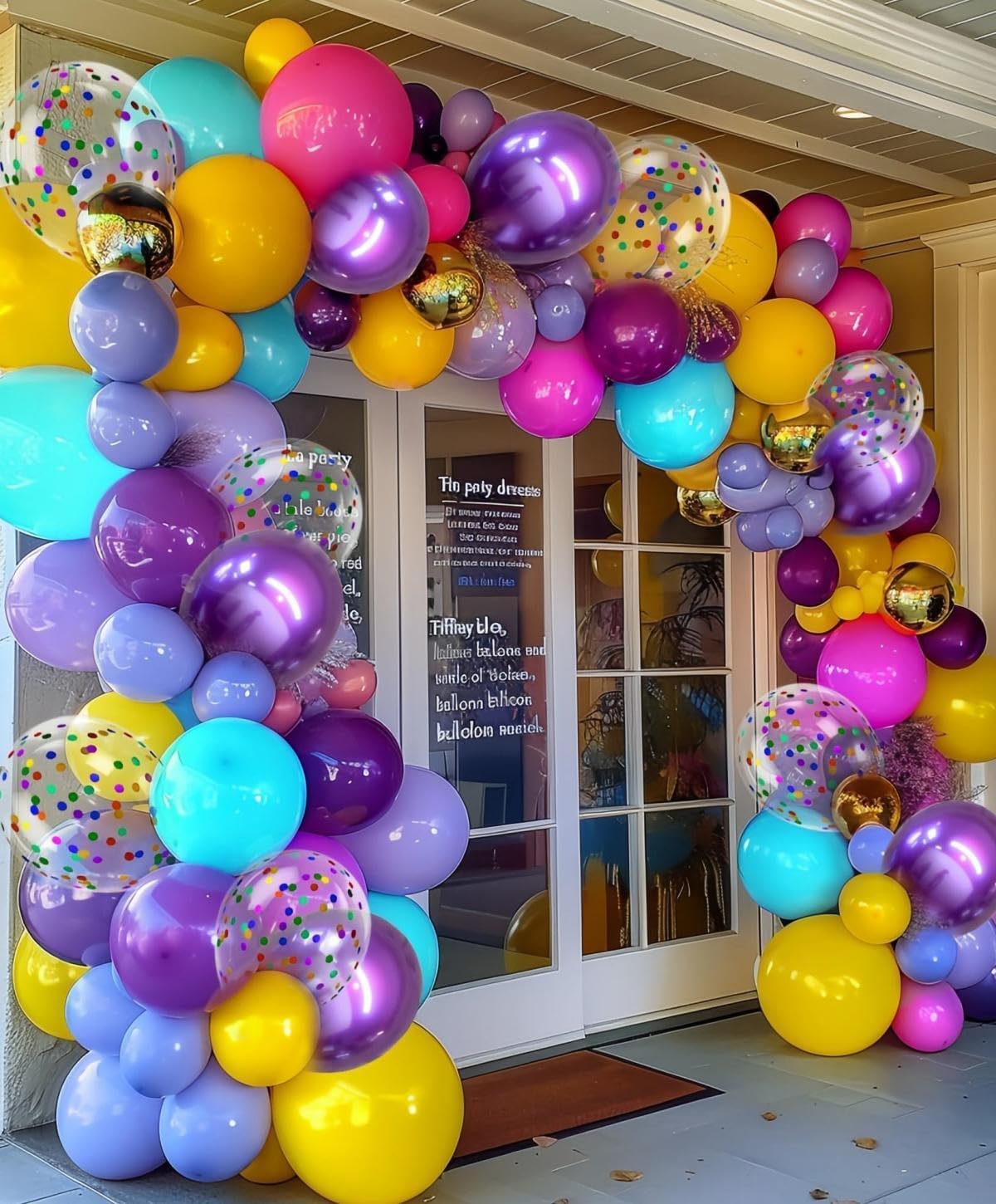 300 Pcs Mermaid Balloons Set, 12 Inches Purple Metallic Purple Teal Hot Pink Yellow Latex Balloons