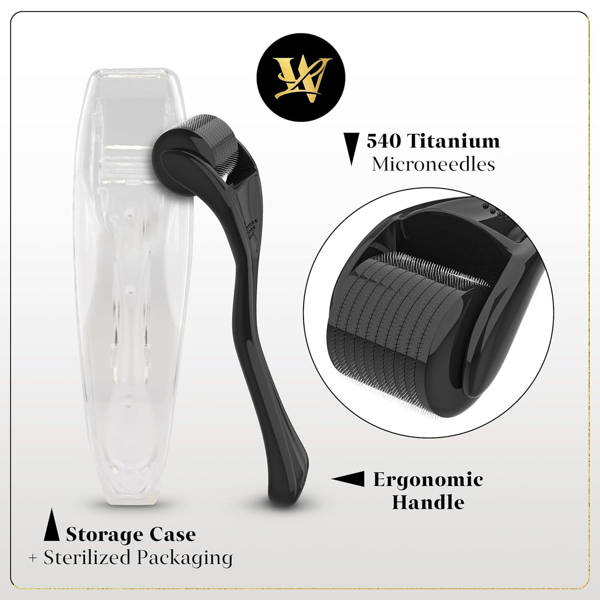 Derma Roller for Skin, Hair & Beard – Women and Men Titanium Microneedling Roller for Face & Scalp