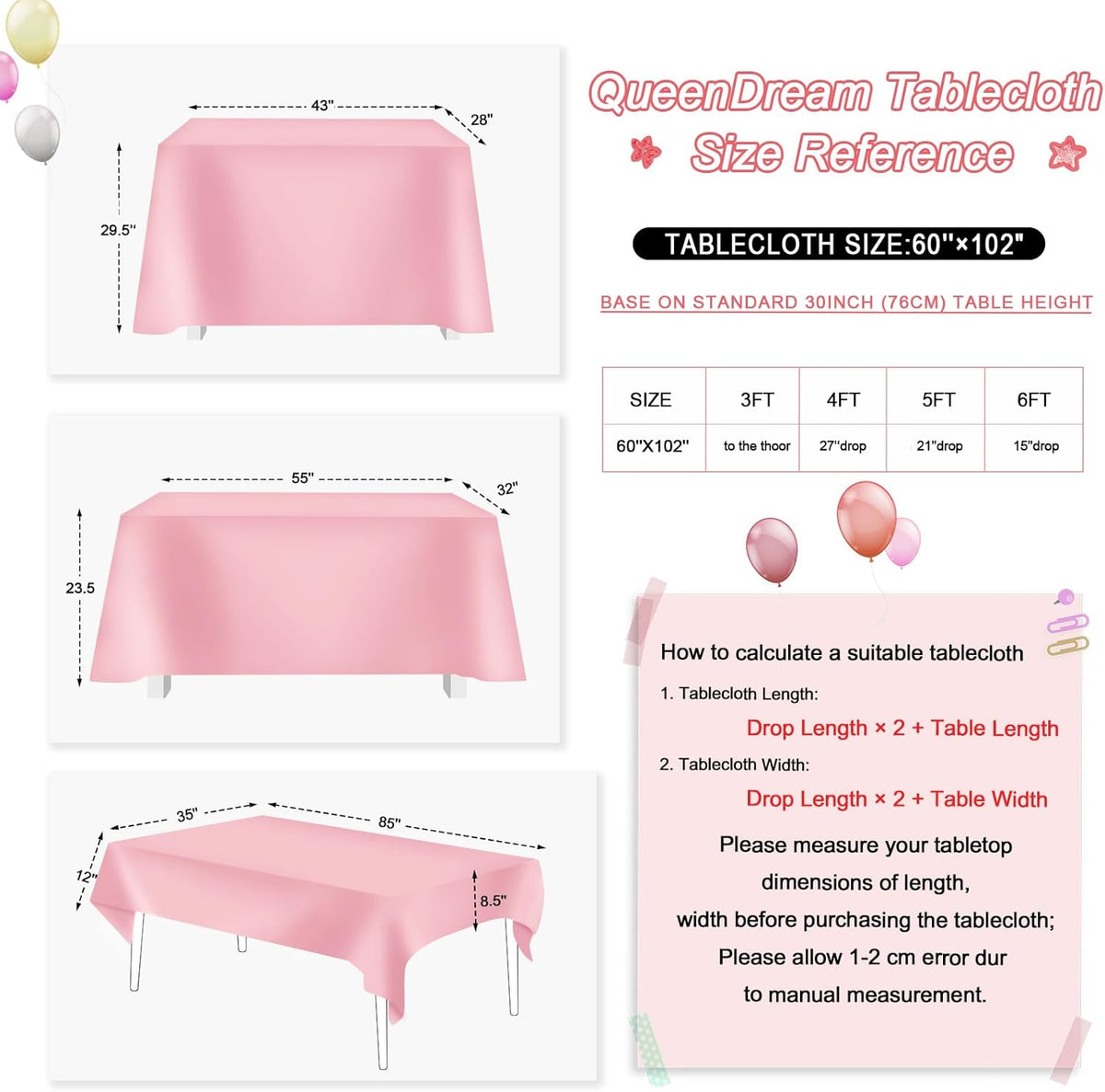 QueenDream Sequin Tablecloth 60x102 Inch Red Tablecloth Glitter Table Cloth for Bridal Shower