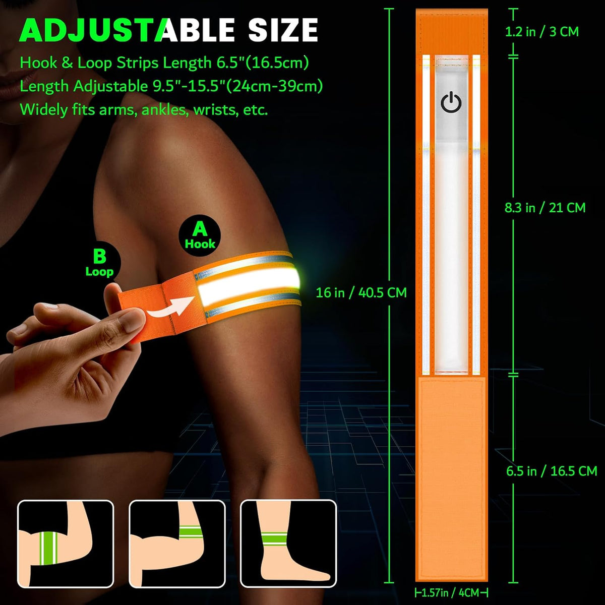 LED Armband for Running(2 Pack),Light Up Arm Bands for Night Walking Running,Rechargeable Lights
