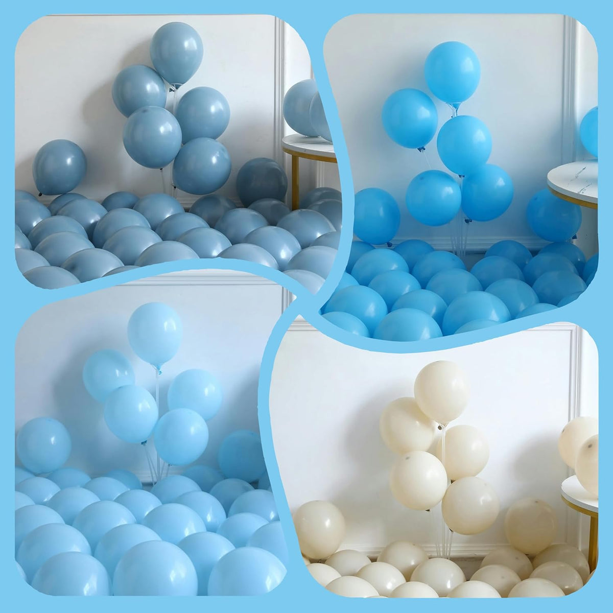 Up Up and Away Balloon Garland Arch Kit, 152pcs Dusty Slate Fog Baby Blue and Sand White Balloons