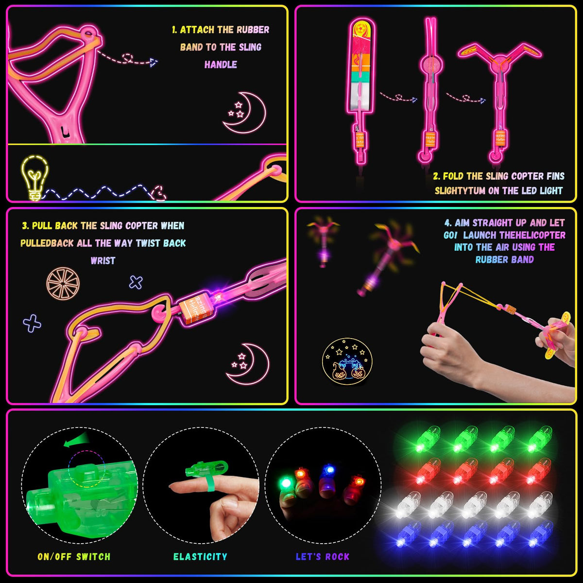 OLUPP Glow in the Dark Party Supplies, 264 PCS Light Up Party Favors with LED Glasses,Glow
