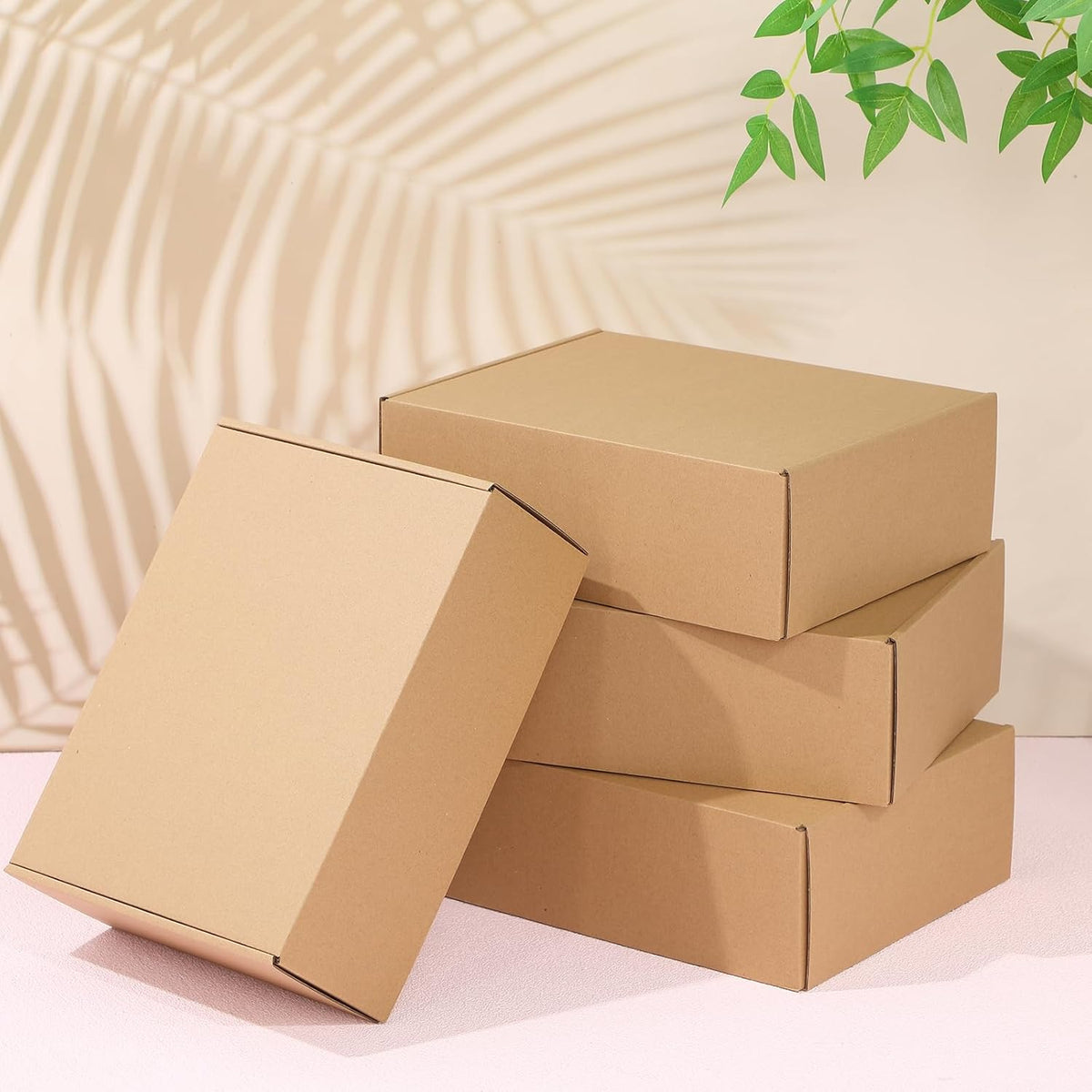 Qilery 100 Pcs Shipping Boxes Cardboard Gift Corrugated Cardboard Brown Boxes Mailer Packaging for