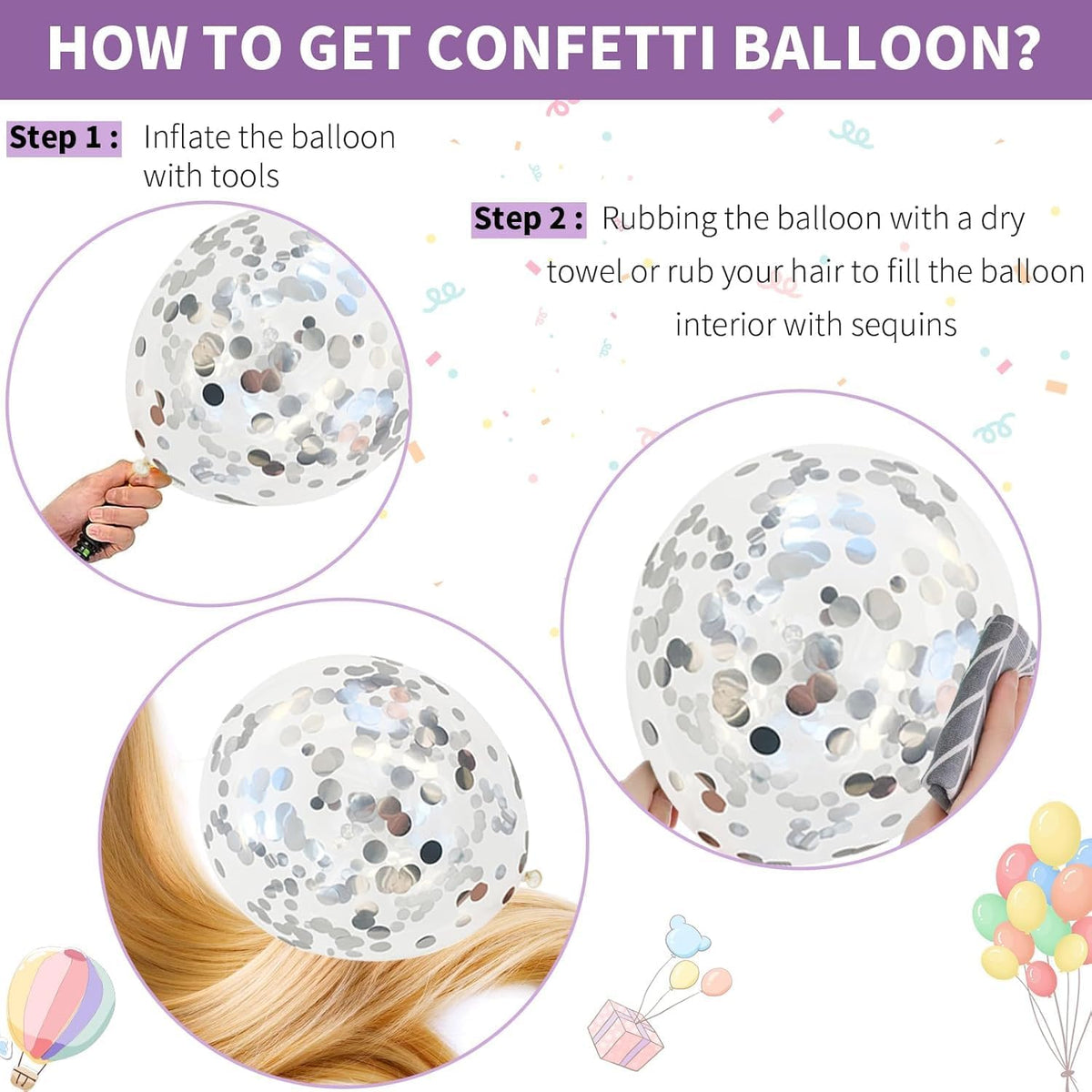 Snow Balloons Set, Pearl Purple Blue Metallic Purple Blue Snowflake Latex Balloon with Silver