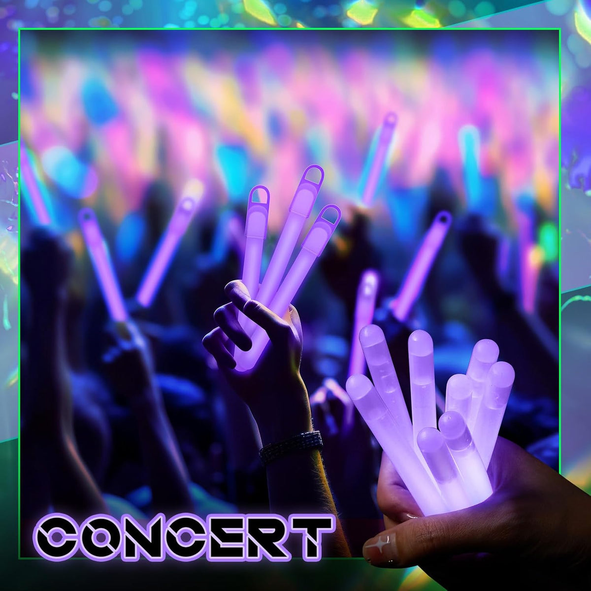 Lewtemi 4" or 6" 100 Pack Bright Glow Sticks Bulk, Glow in The Dark Party Supplies Birthday and
