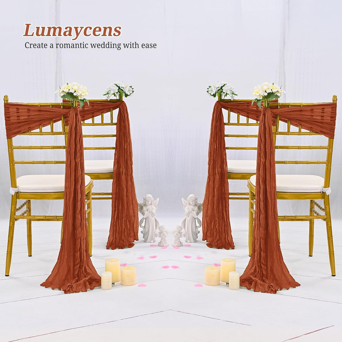 50 Pcs Cheesecloth Aisle Decorations Sashes - Universal Chair Covers for Wedding Reception Party