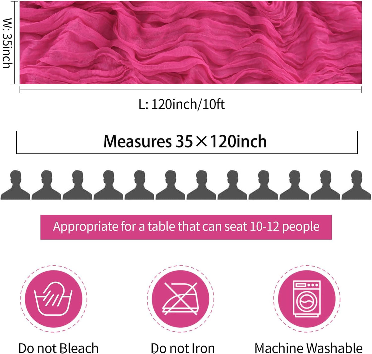 3 Pack Hot Pink Cheesecloth Table Runner Summer Sheer Fuschia Cheese Cloth Table Runner Boho Gauze