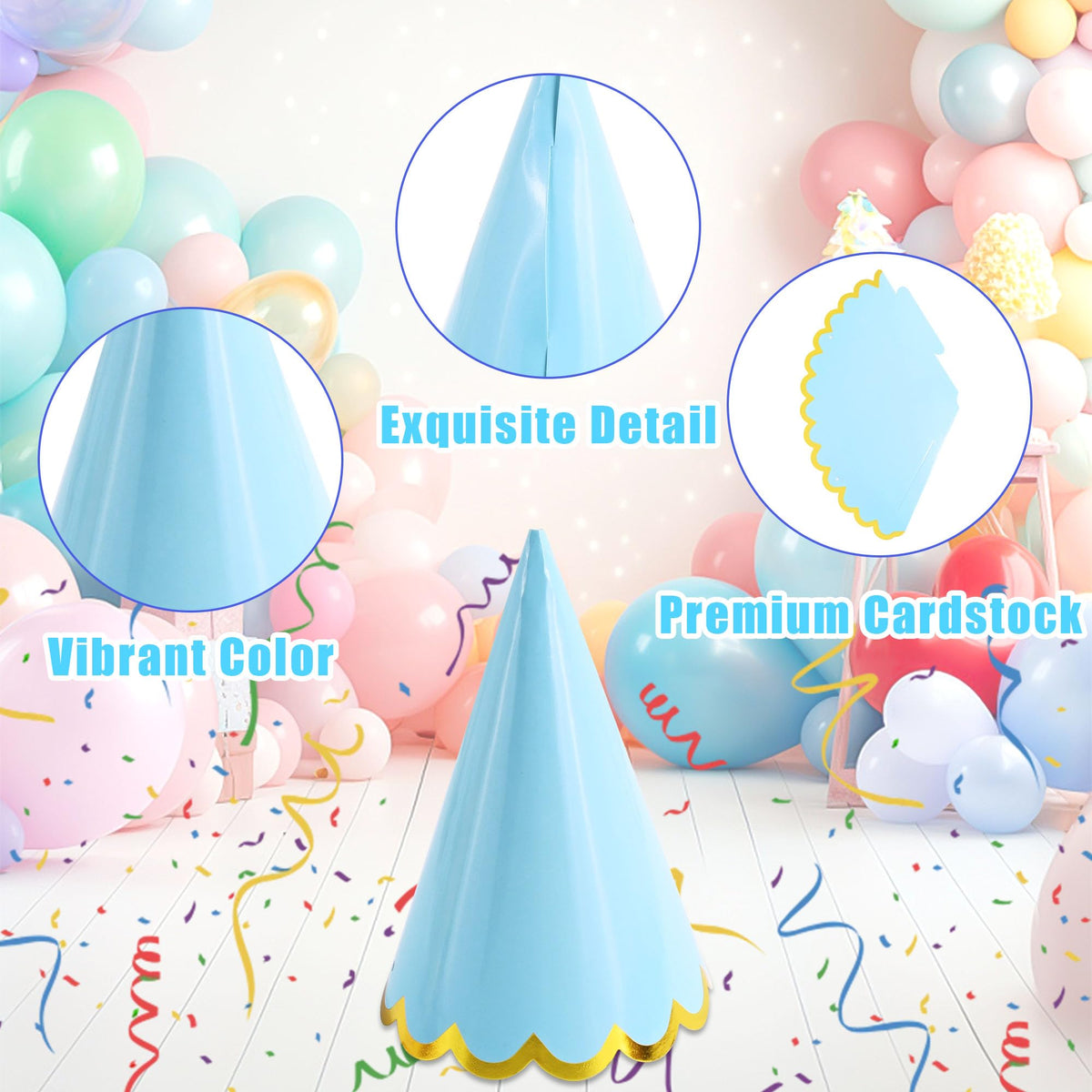 CANREVEL 24 PCS Pastel Party Hats for Adults and Kids