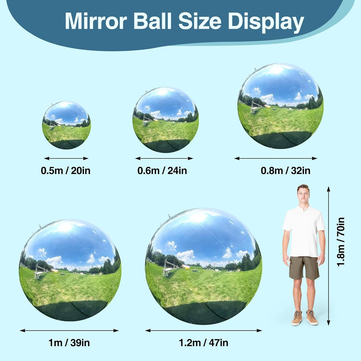3PCS Silver Inflatable Mirror Ball, Big Shinny Balls Reusable Large PVC Disco Ball Balloon for