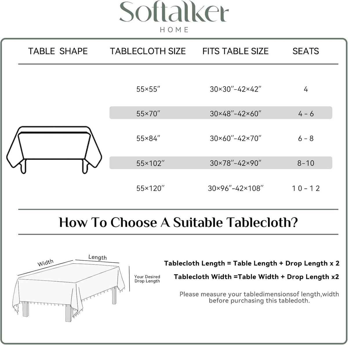 Softalker Checkered Tablecloth Rectangle, Heavy Weight Linen Gingham Christmas Table Cloth with