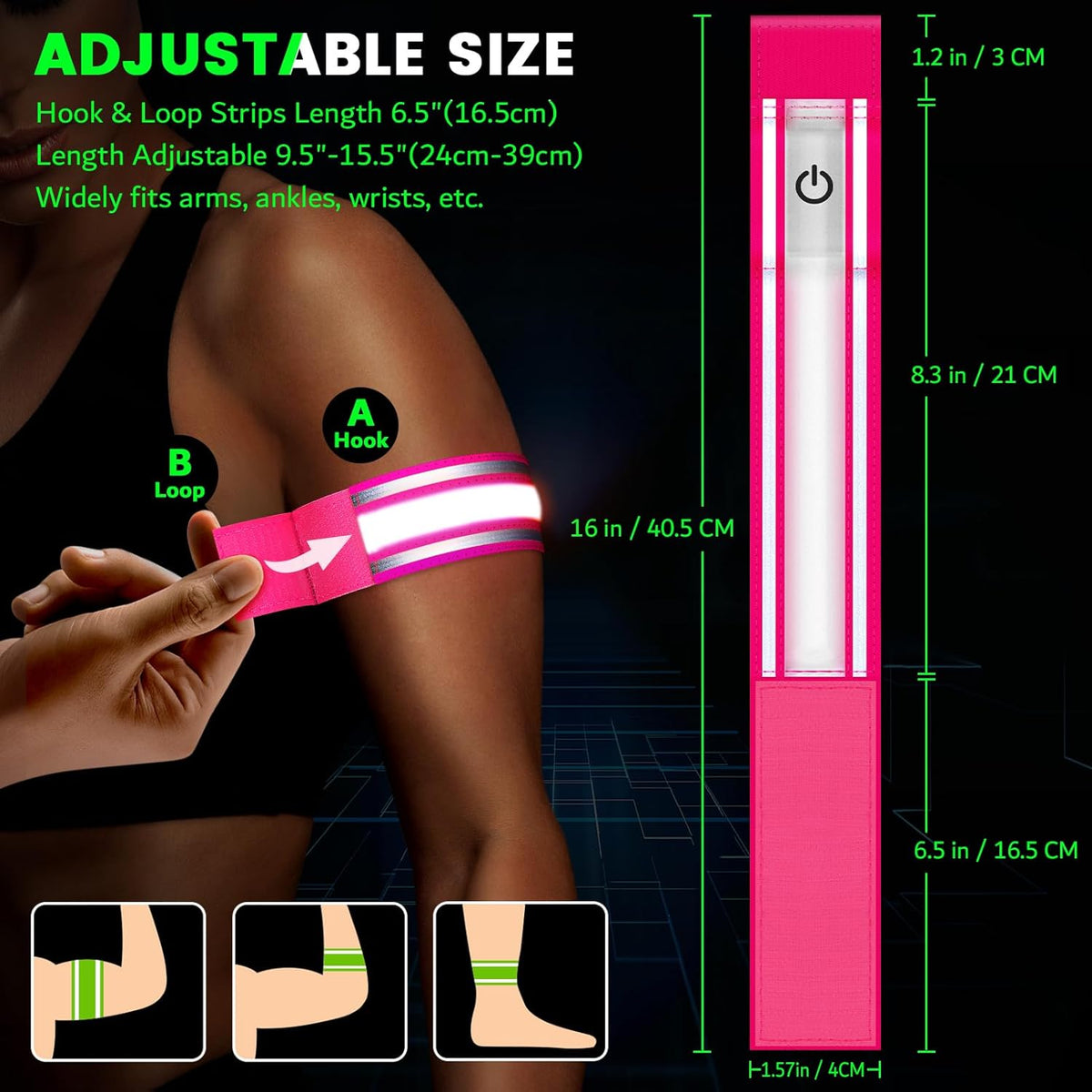 LED Armband for Running(2 Pack),Light Up Arm Bands for Night Walking Running,Rechargeable Lights