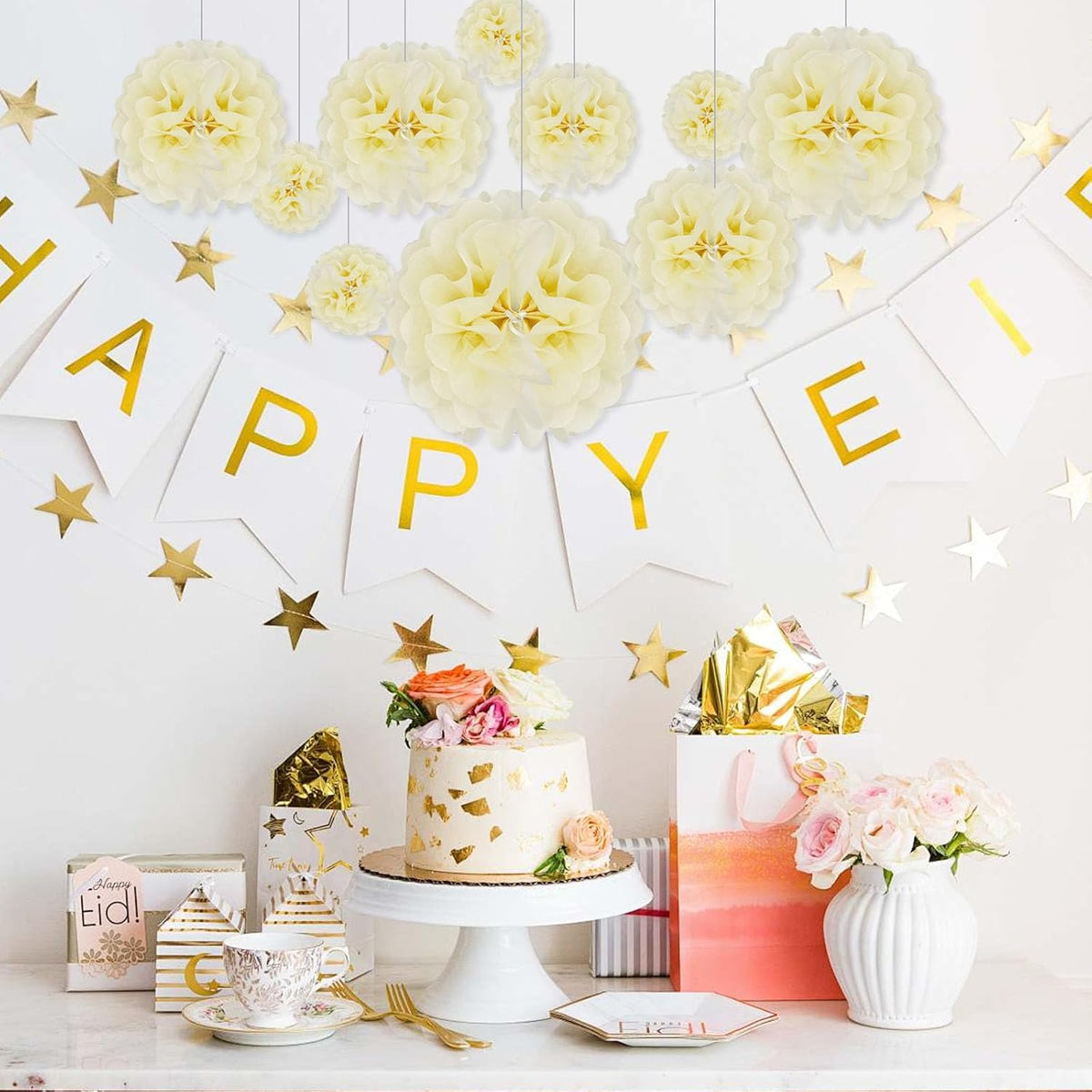 Tissue Paper Pom Poms, Ivory Tissue Paper Flowers, Hanging Flower Balls for Weddings Fiesta Parties
