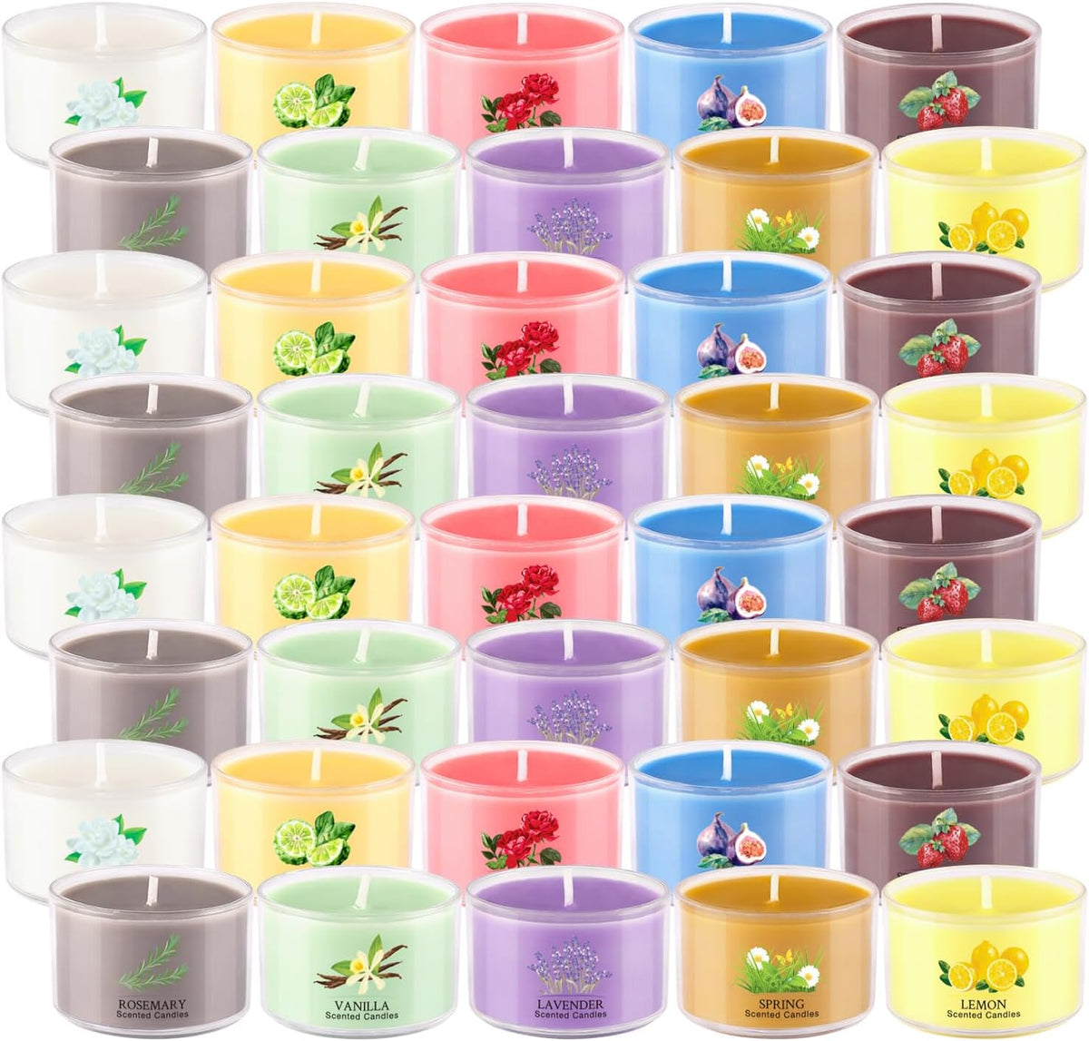 40 Scented Candle Set, 10 Fragrances, 35g Natural Soy Wax Candles with Smokeless Cotton Wicks