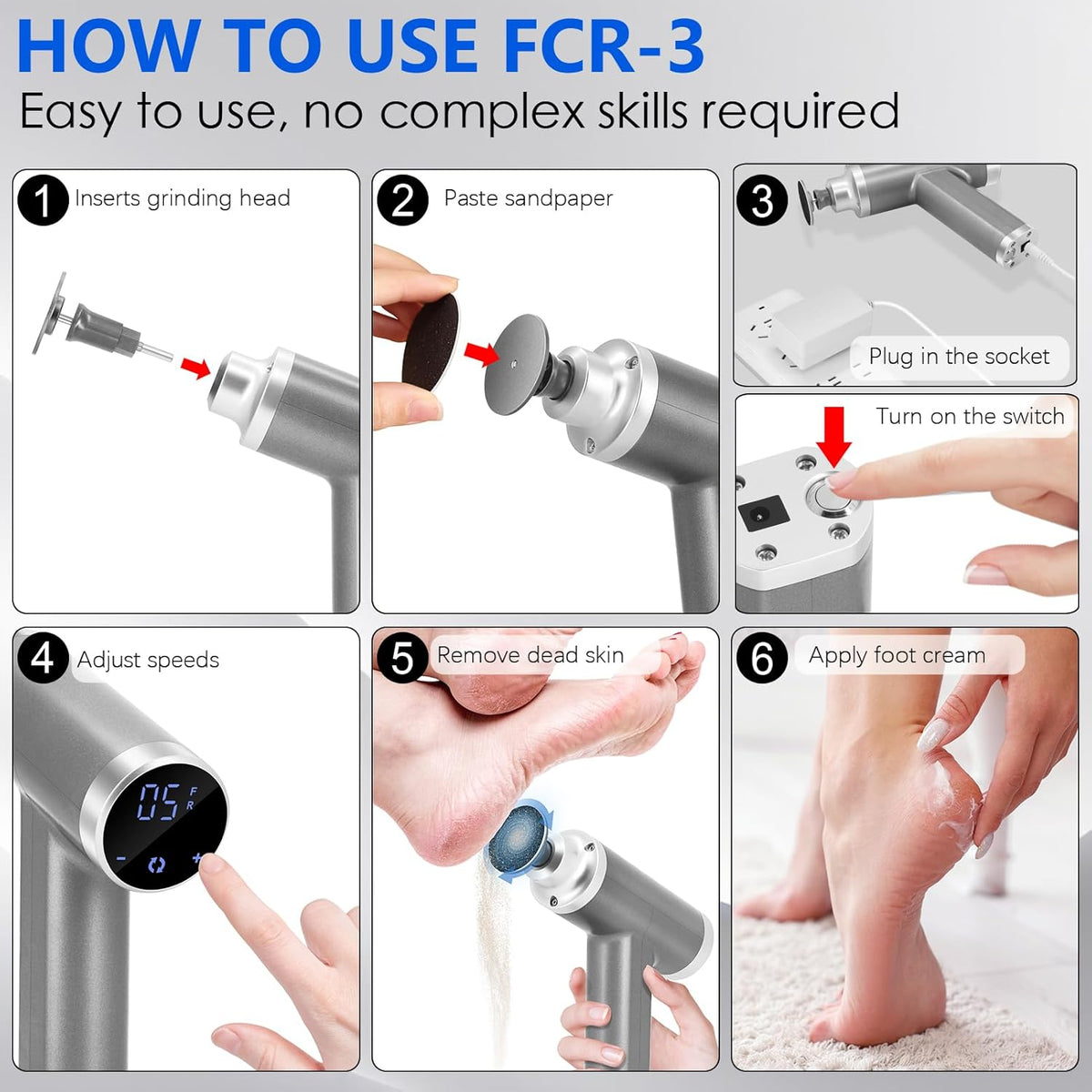 Upgraded Electric Callus Remover for Feet 4500rpm, Adjustable Speed Professional Electric Foot