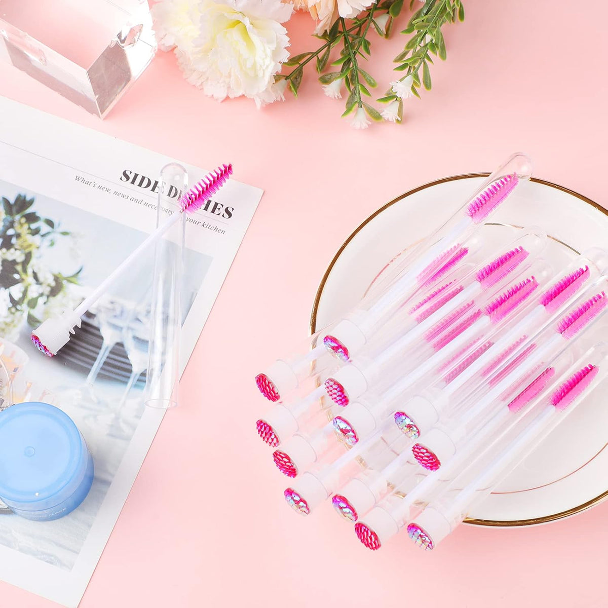 20pcs Lash brush tube Mascara spoolie Lash tubes Mascara wand tube Makeup diamond brushscale d pink