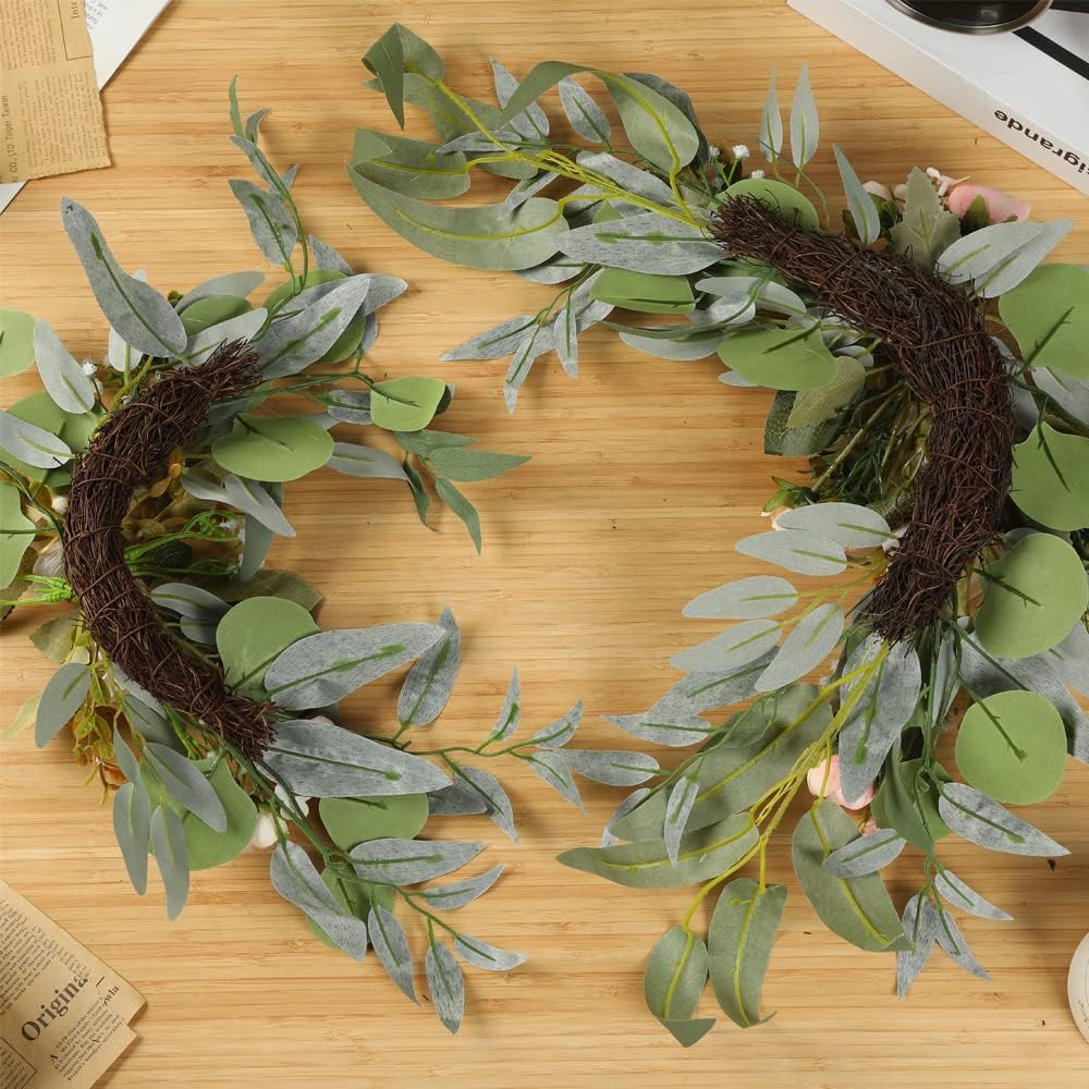 H&W 2pcs Artificial Wedding Arch Flowers for Sign, Floral Swag Dusty Decor for Reception Ceremony
