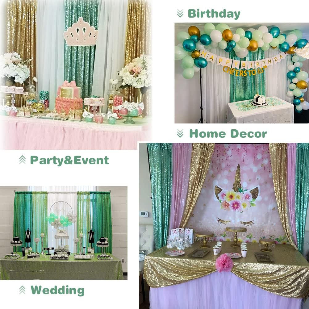 Eternal Beauty Mint Greem Sequin Backdrop, 7x7 Ft Glitter Background Curtains for Shimmer