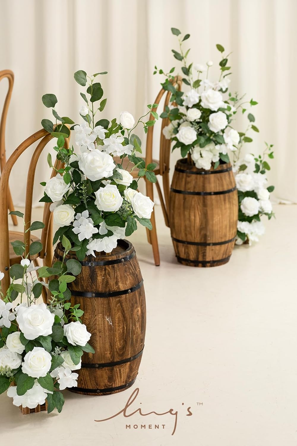 Ling's moment 17.5" Tall Standing Artificial Flowers Arrangements 4 pcs Wedding Aisle Runner Chair