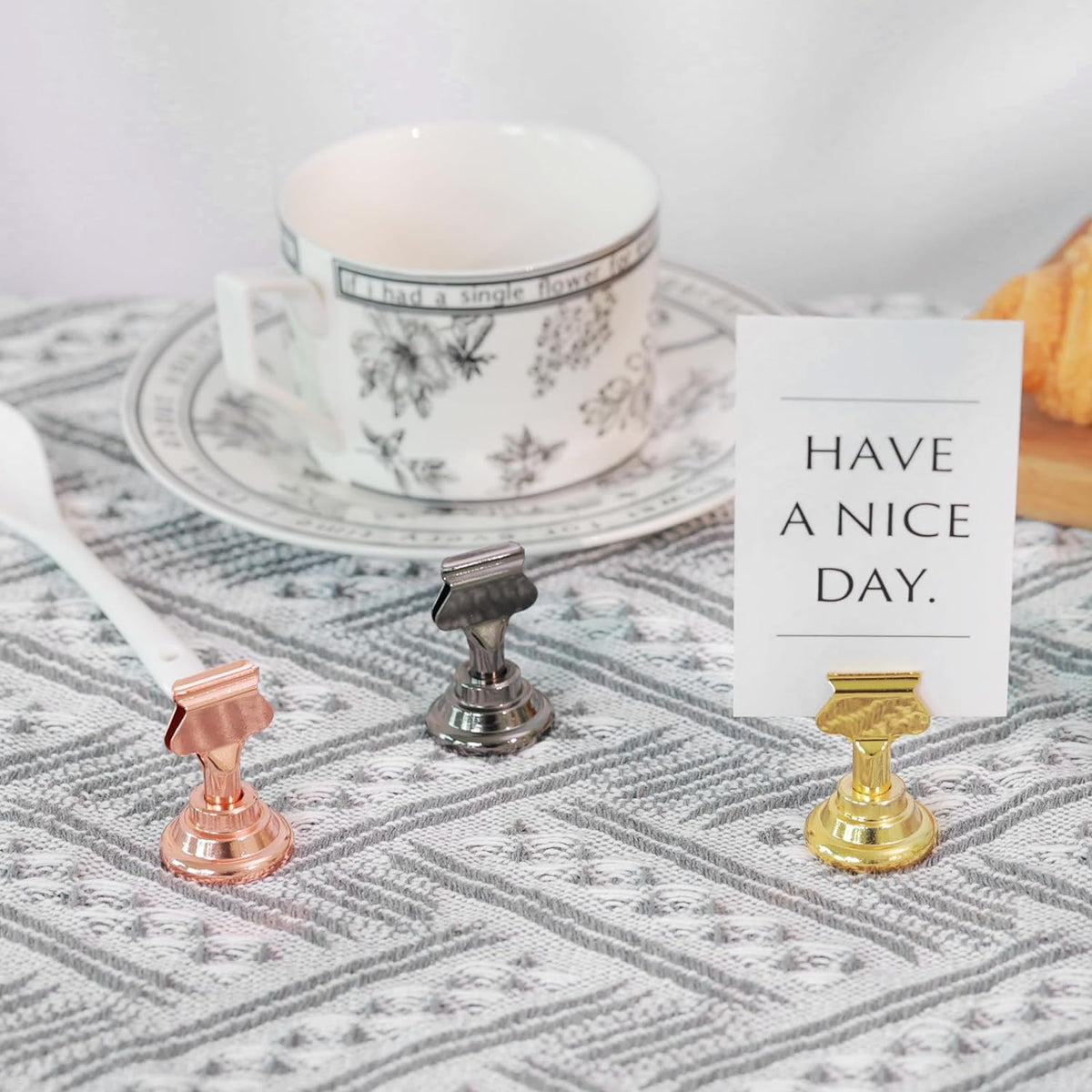 Urban Deco 16PK Table Number Holders Place Card Holders 1.7 Inch Table Card Holders Steel Card